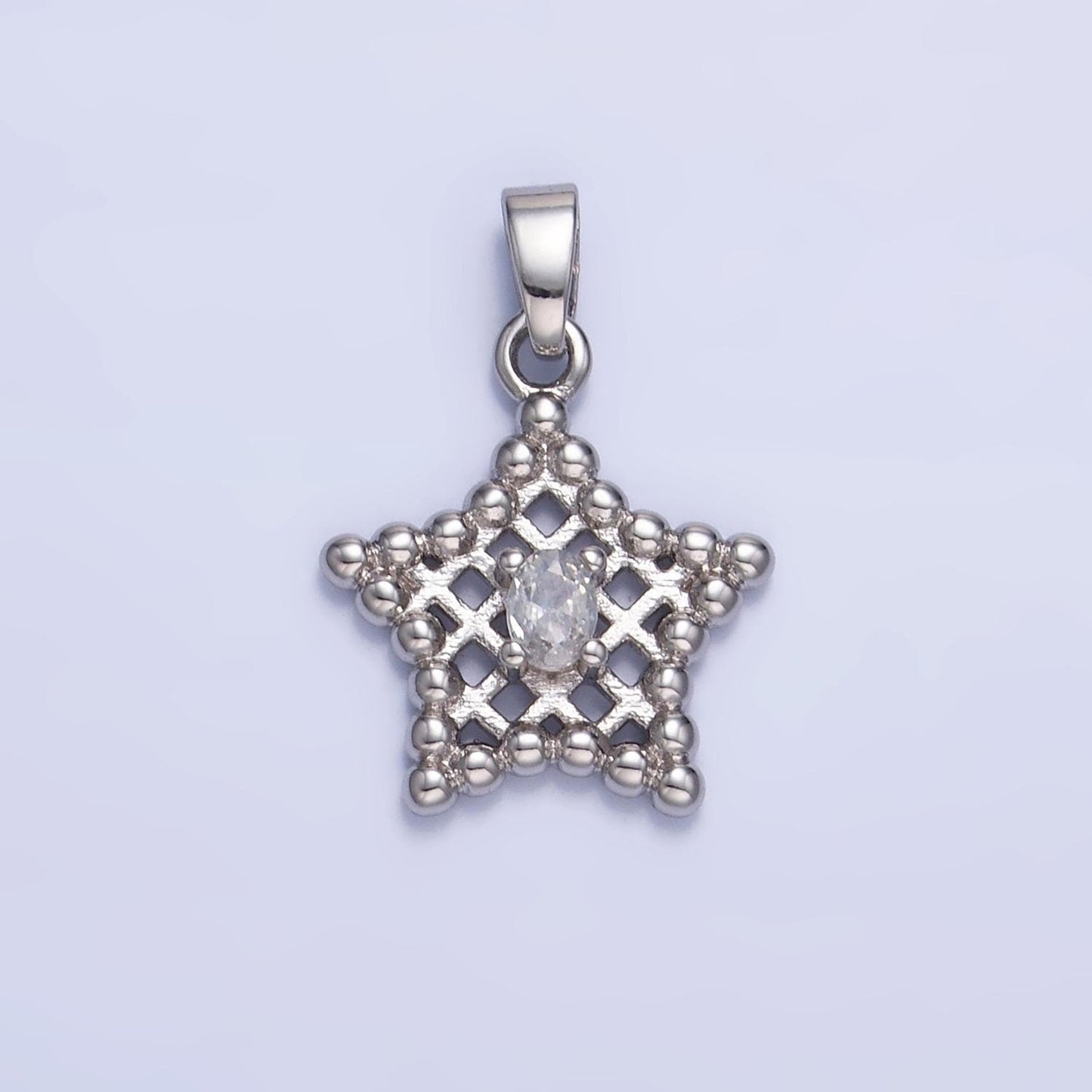 1pc Gold Cubic Beaded Star Charm, Cubic Zirconia Celestial Pendant Charm Bracelet Necklace Charm AA1429