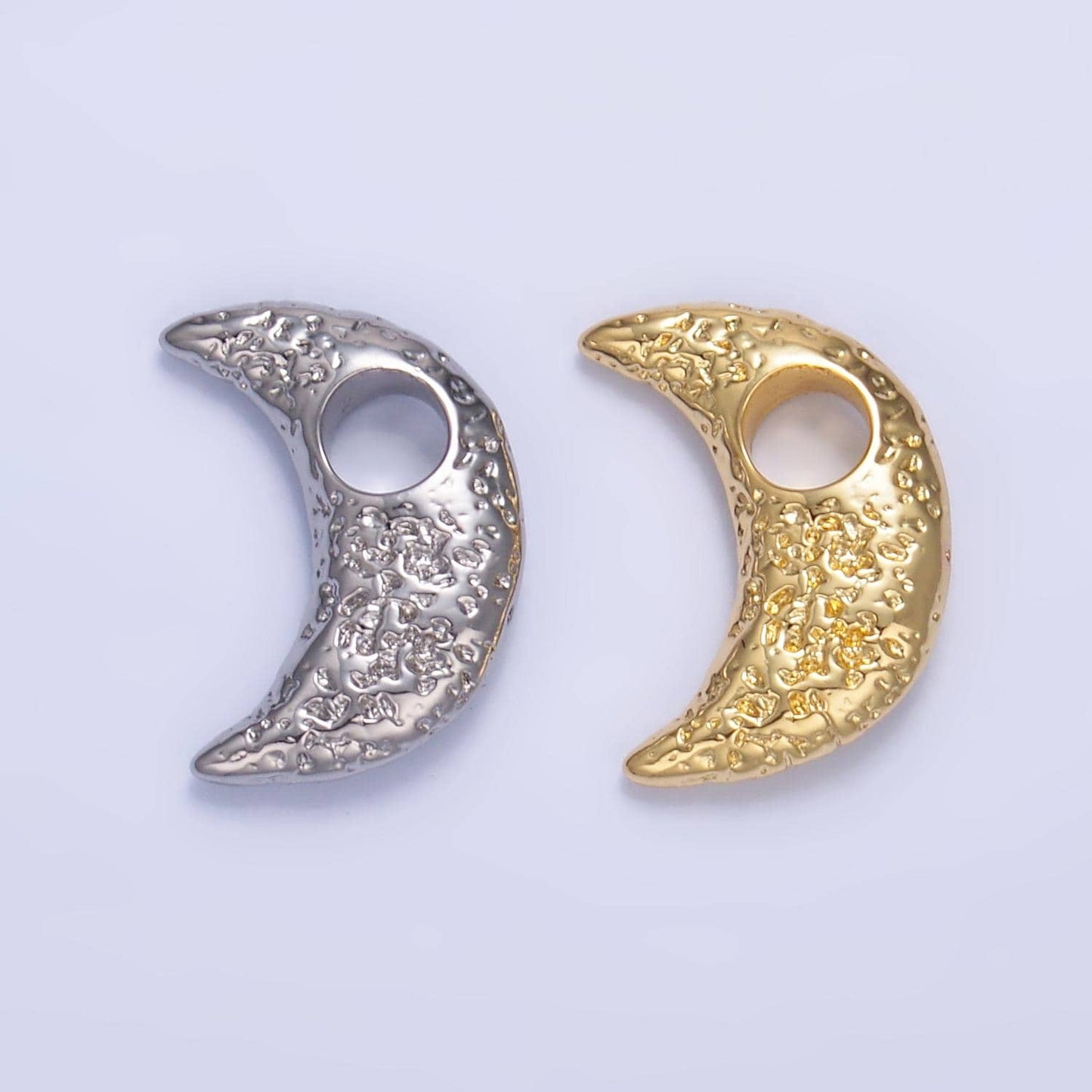 Dainty Textured Crescent moon charm necklace gold pendant celestial Silver jewelry for Necklace earing bracelet Supply Artful Charm B630