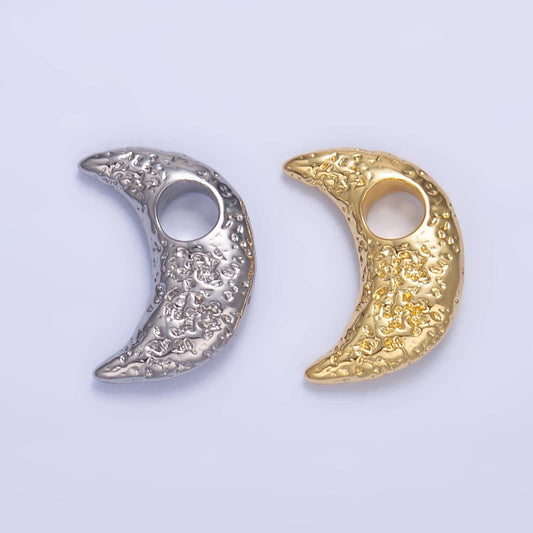 Dainty Textured Crescent moon charm necklace gold pendant celestial Silver jewelry for Necklace earing bracelet Supply Artful Charm B630