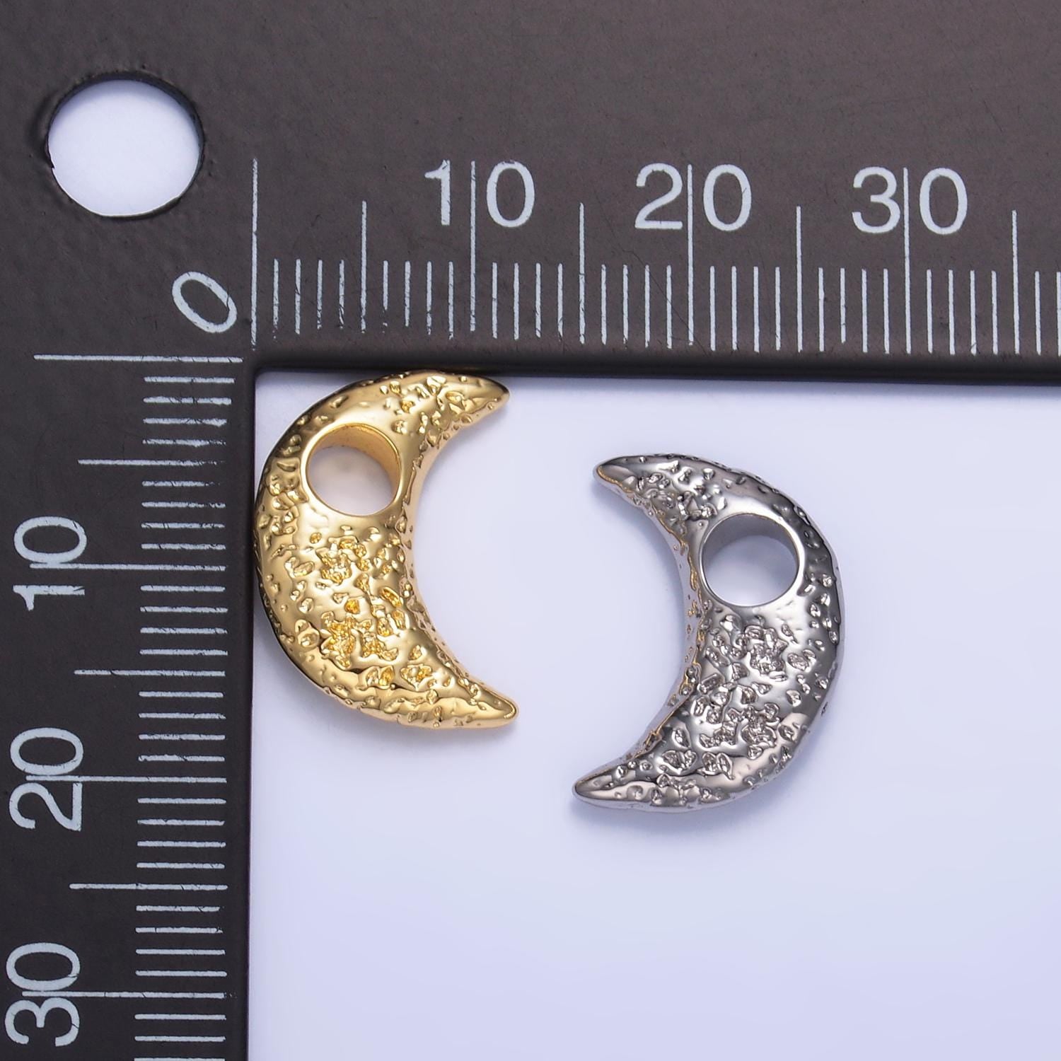 Dainty Textured Crescent moon charm necklace gold pendant celestial Silver jewelry for Necklace earing bracelet Supply Artful Charm B630