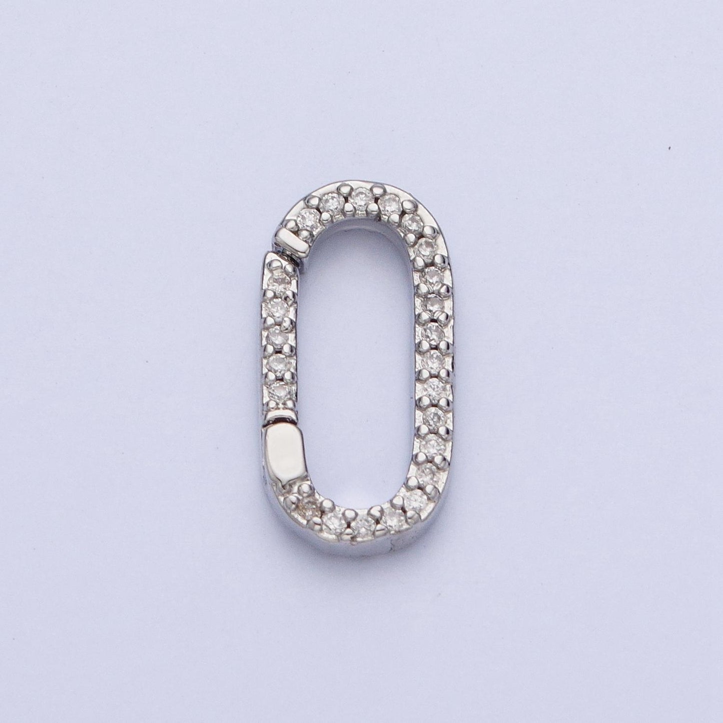 Cz Gold Spring Gate Ring, 14.8x7.6mm CZ Pull Gate ring Silver Black Oval Micro Pave Charm Holder Clasp for Connector Bracelet Necklace L858