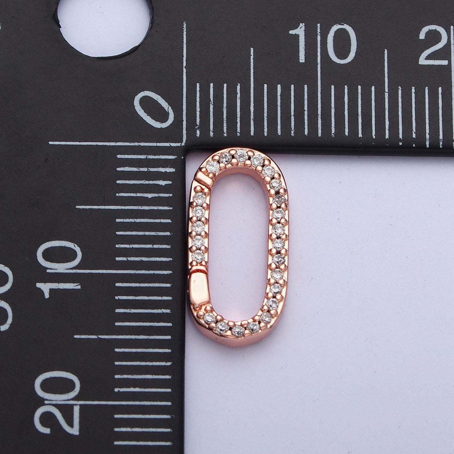 Cz Gold Spring Gate Ring, 14.8x7.6mm CZ Pull Gate ring Silver Black Oval Micro Pave Charm Holder Clasp for Connector Bracelet Necklace L858