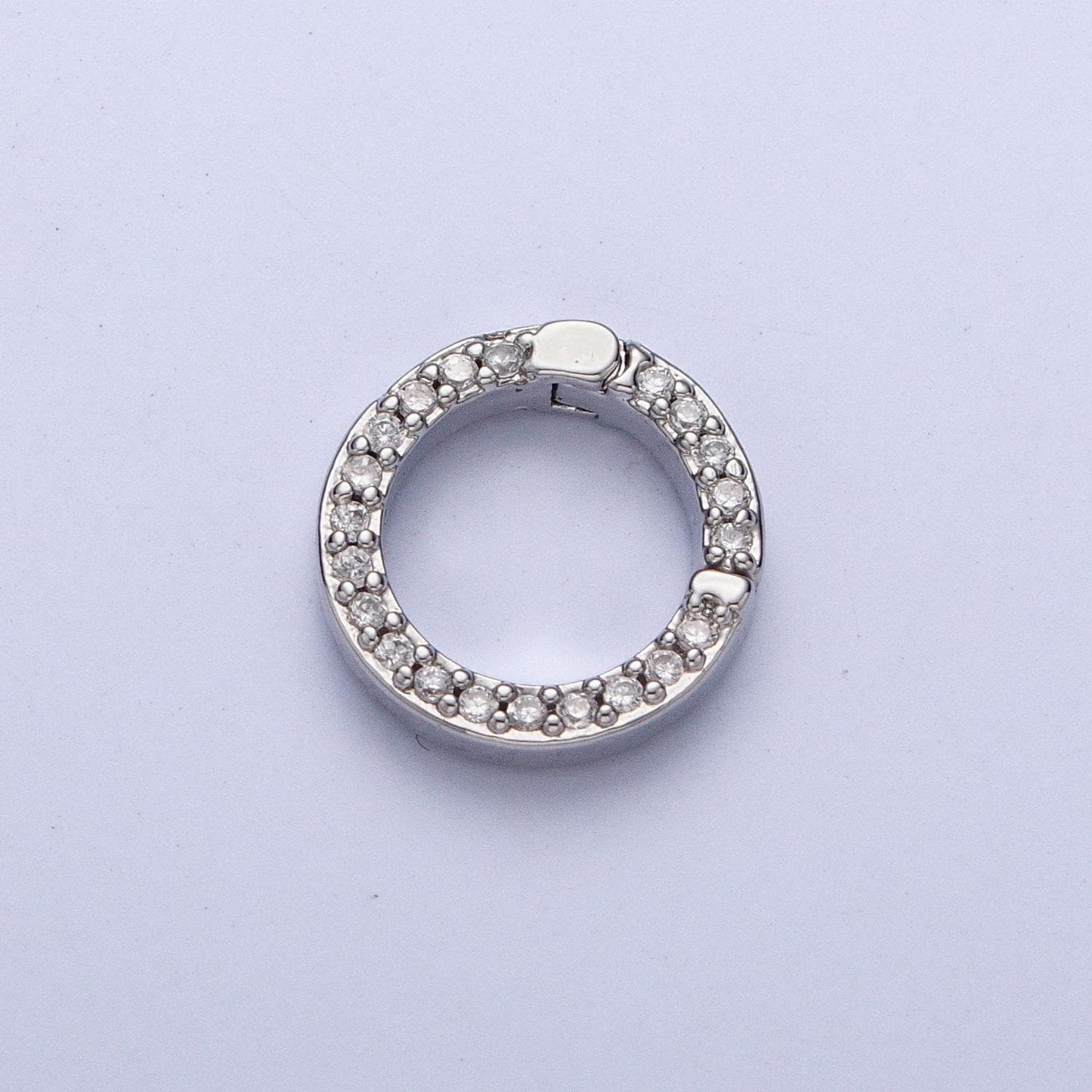 Cz Gold Spring Gate Ring 11 mm CZ Pull Gate ring Silver Black Round Micro Pave Charm Holder Clasp for Connector Bracelet Necklace L862