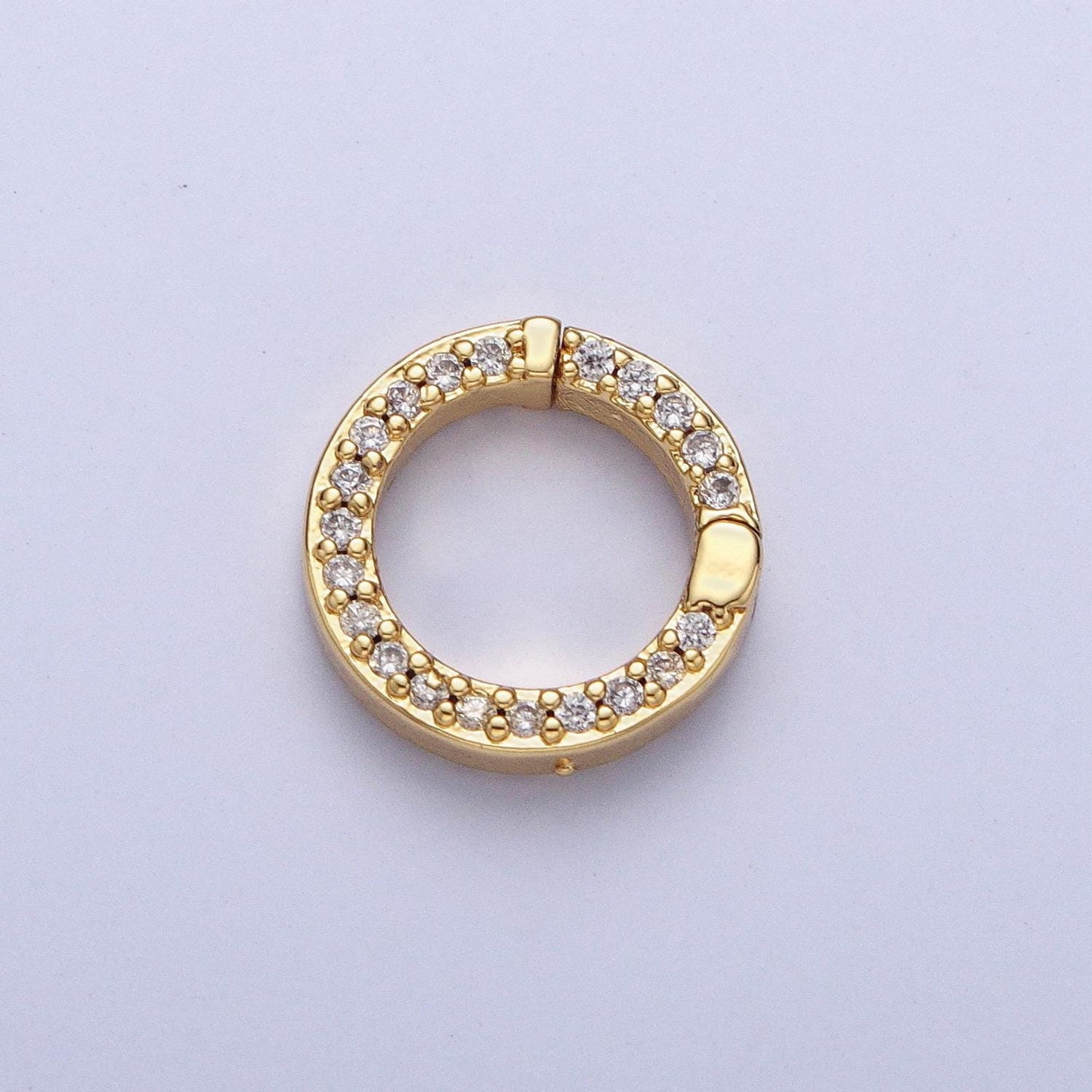 Cz Gold Spring Gate Ring 11 mm CZ Pull Gate ring Silver Black Round Micro Pave Charm Holder Clasp for Connector Bracelet Necklace L862