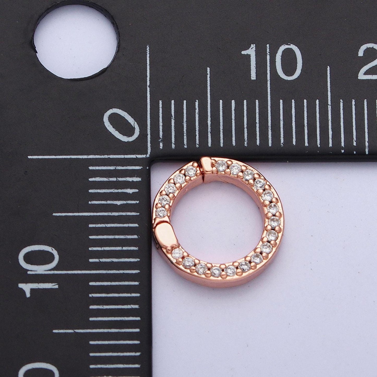 Cz Gold Spring Gate Ring 11 mm CZ Pull Gate ring Silver Black Round Micro Pave Charm Holder Clasp for Connector Bracelet Necklace L862