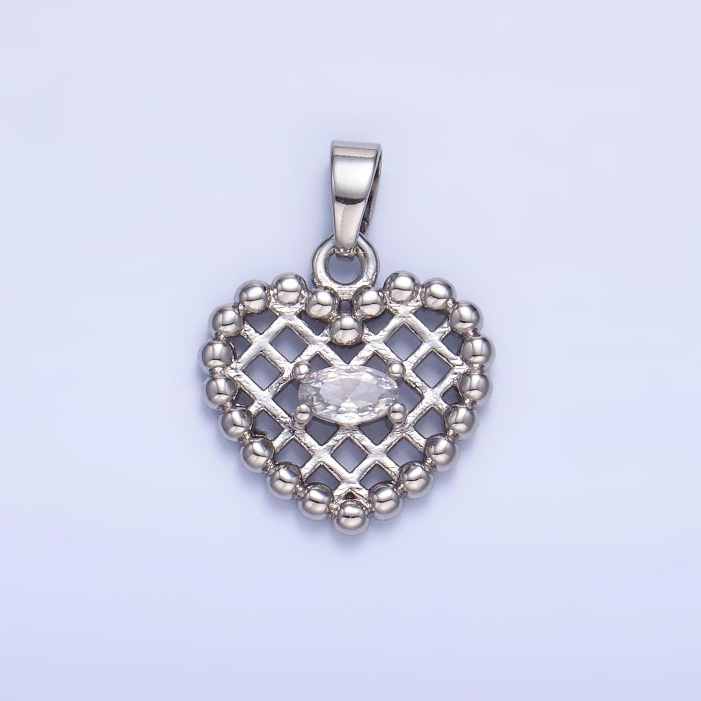 1pc Gold Waffle Heart Beaded Charm Green Cubic Zirconia Love Pendant Charm Bracelet Necklace Charm AA1431