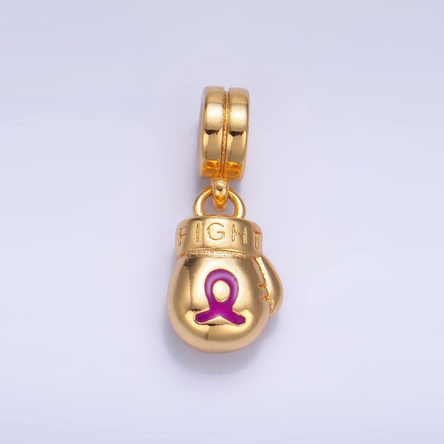 Small gold cancer awareness survivor hope ribbon pendant Boxing Glove Fighter cancer awareness ribbon Rondelle Charm Bracelet W786