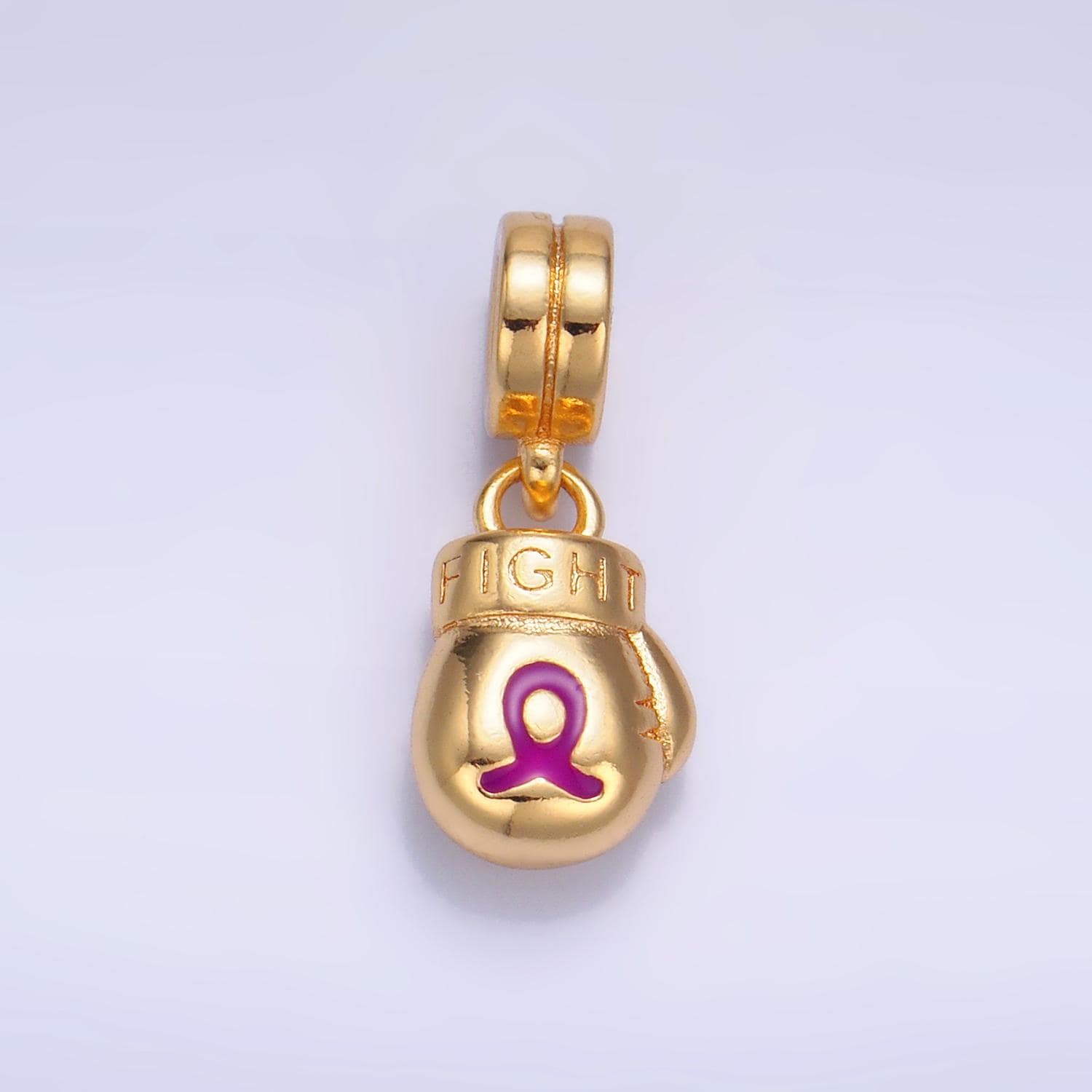 Small gold cancer awareness survivor hope ribbon pendant Boxing Glove Fighter cancer awareness ribbon Rondelle Charm Bracelet W786