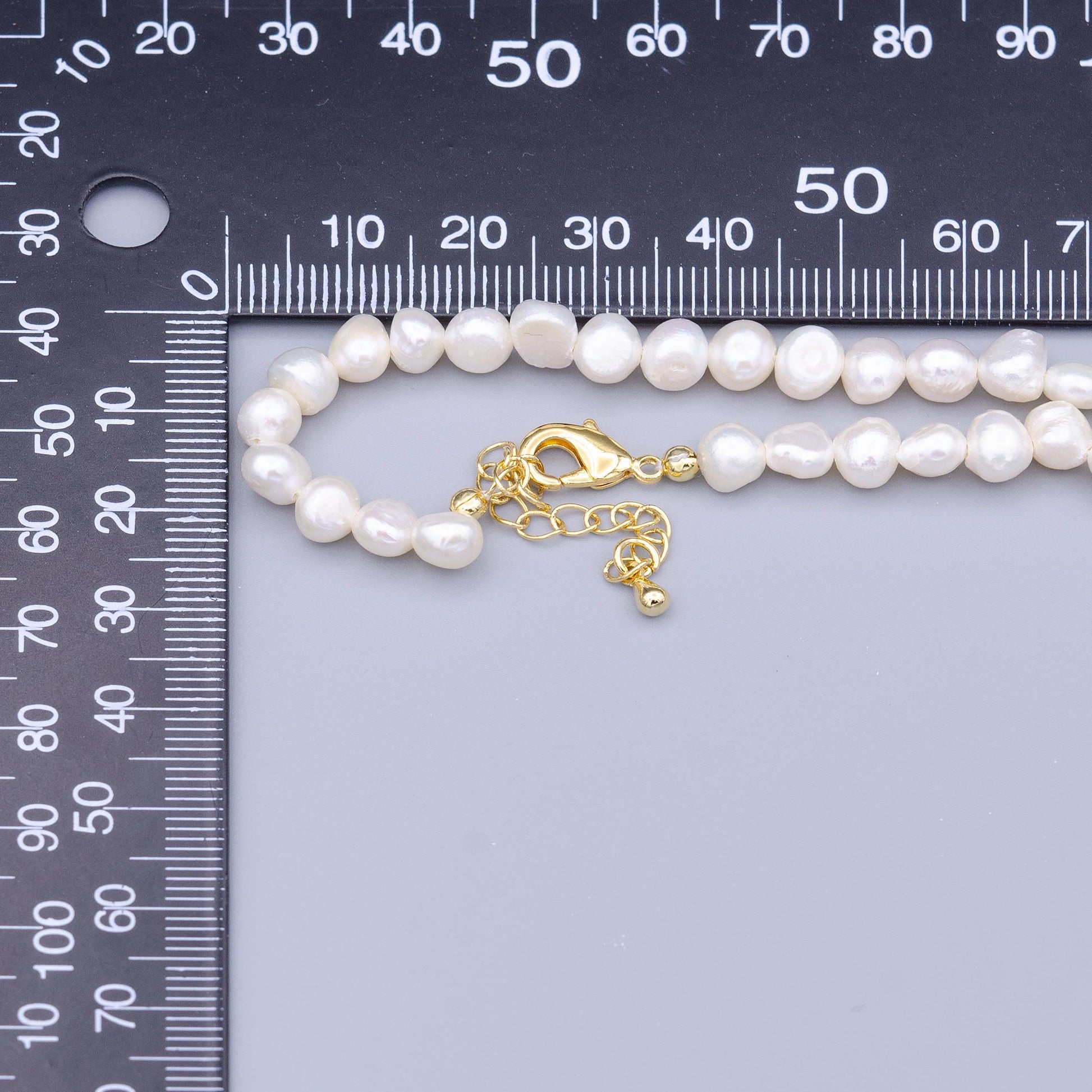 Handmade Pearl choker necklace rice pearl chain necklace mother of pearl necklace, 14 " + 2 " extender necklace beaded gold chain WA2915