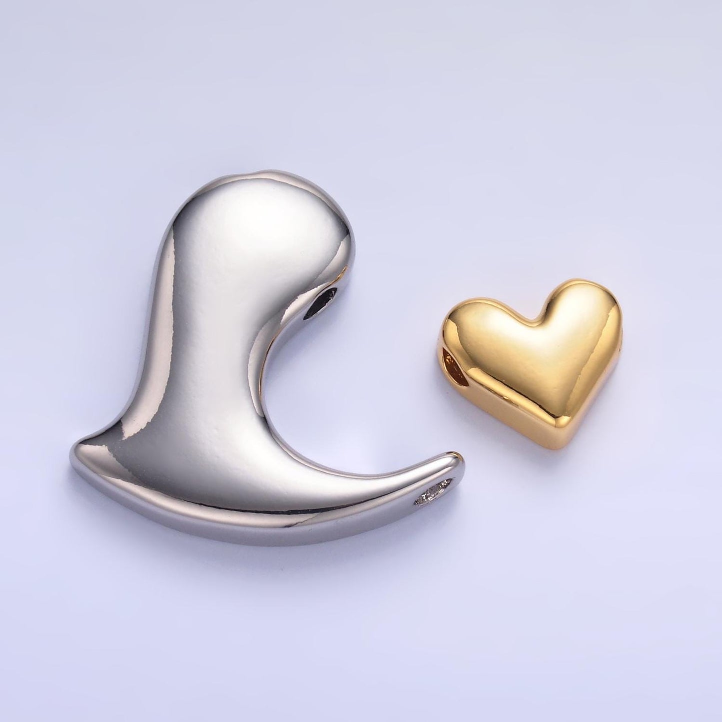 24K Gold Filled Heart Geometric Teardrop Mixed Metal Slide Charm Set | W824