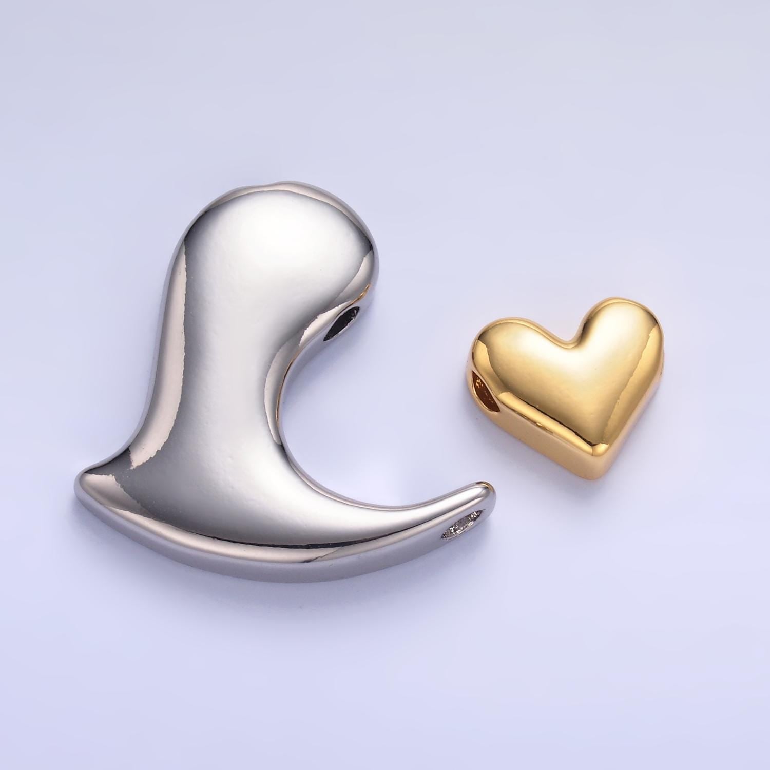 24K Gold Filled Heart Geometric Teardrop Mixed Metal Slide Charm Set | W824