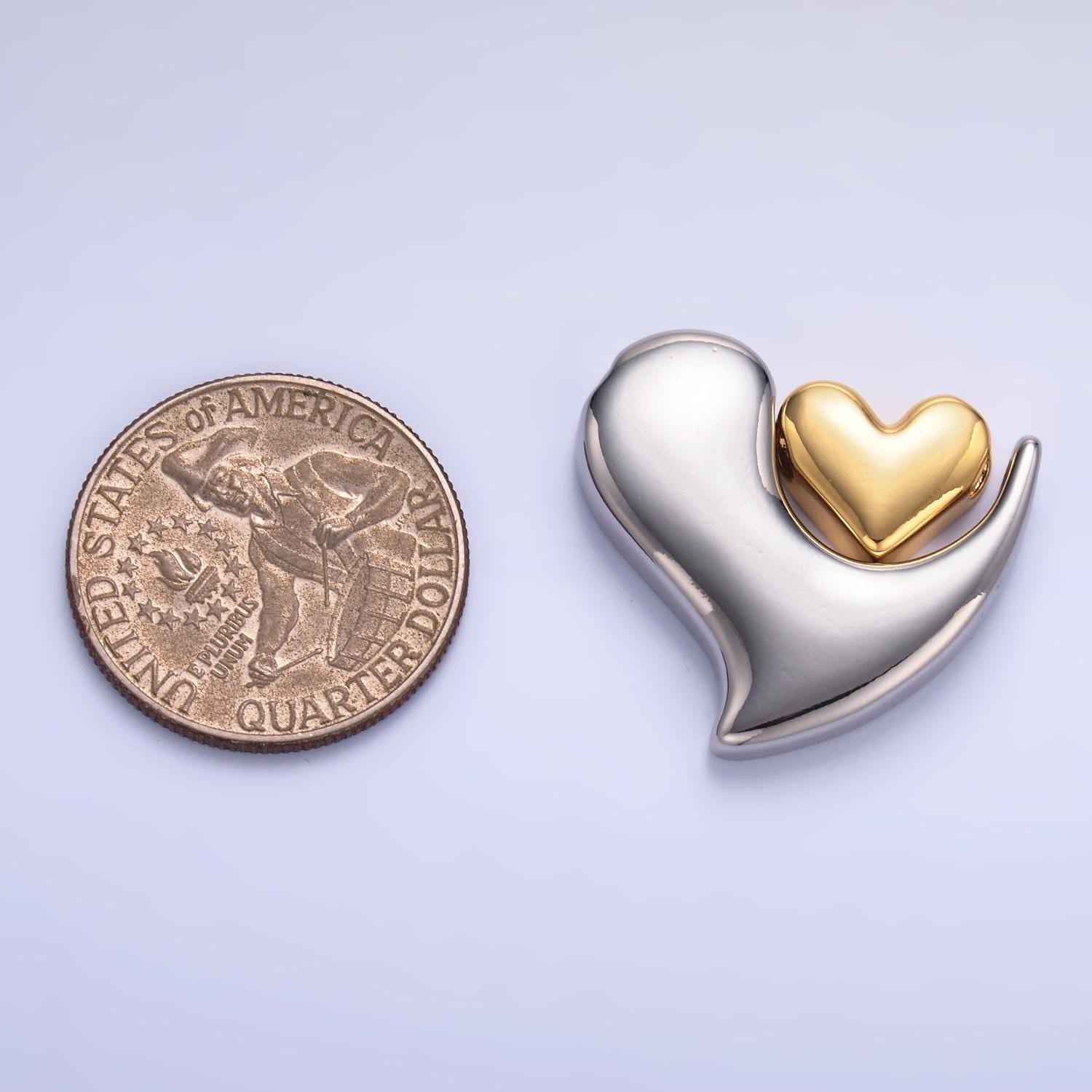 24K Gold Filled Heart Geometric Teardrop Mixed Metal Slide Charm Set | W824