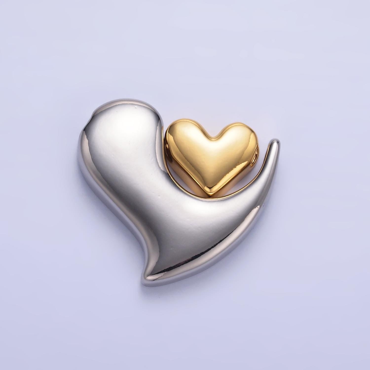 24K Gold Filled Heart Geometric Teardrop Mixed Metal Slide Charm Set | W824