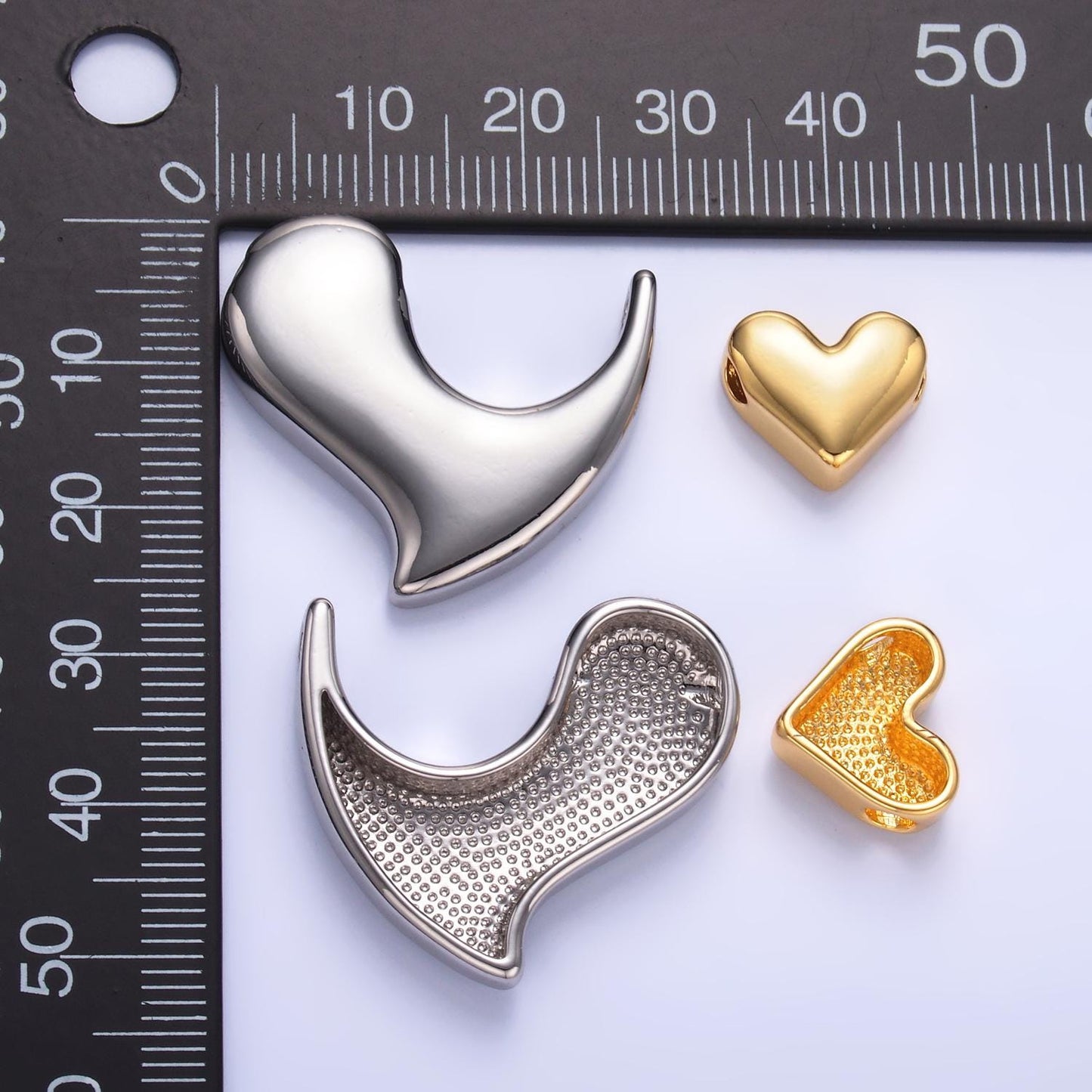 24K Gold Filled Heart Geometric Teardrop Mixed Metal Slide Charm Set | W824