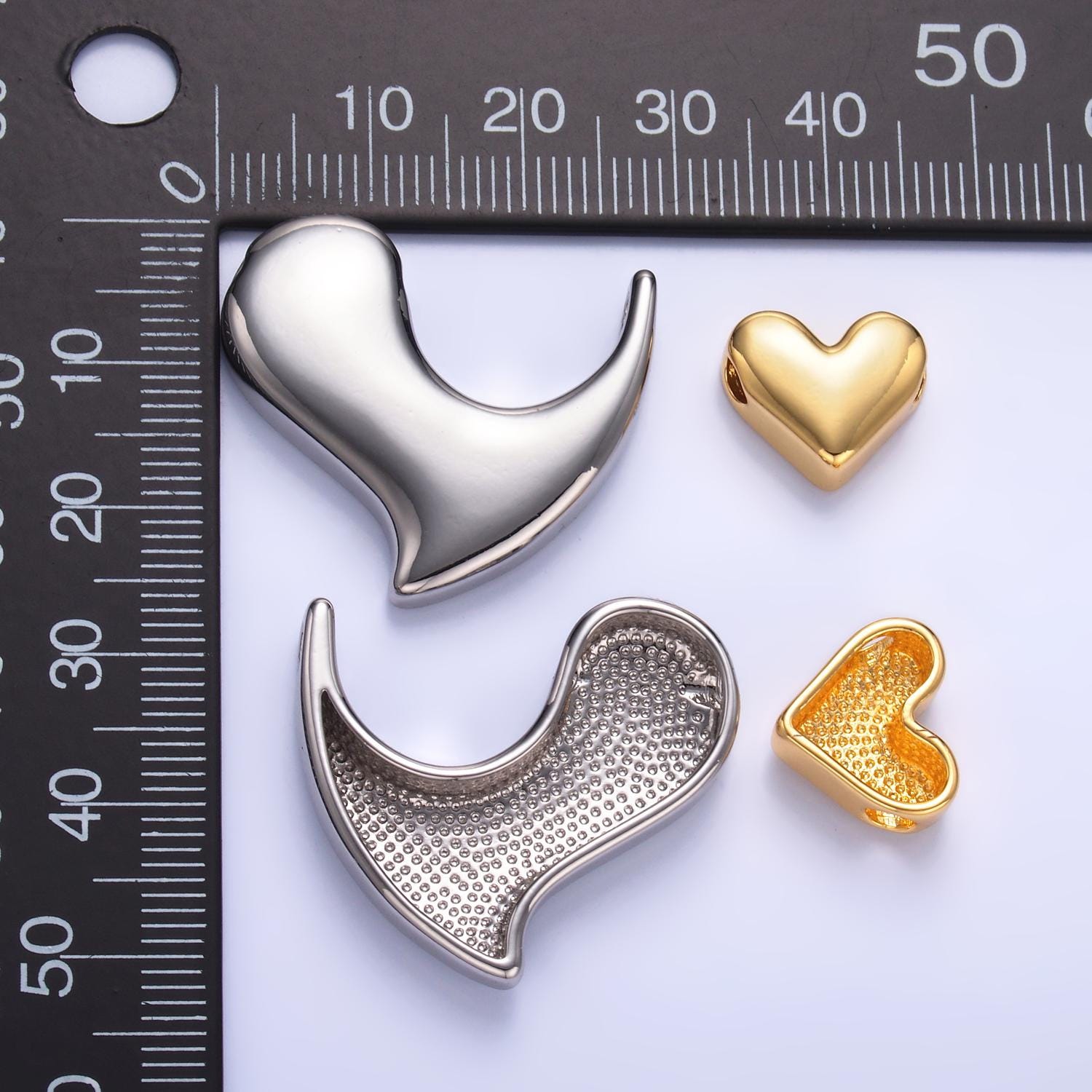 24K Gold Filled Heart Geometric Teardrop Mixed Metal Slide Charm Set | W824
