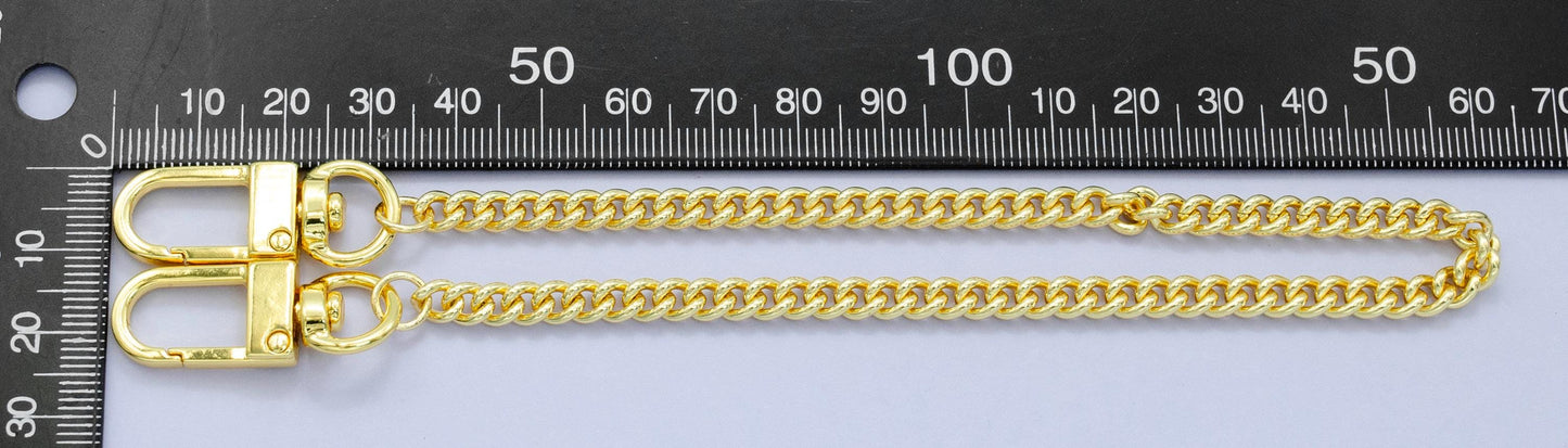Long 24k Gold Filled Miami Cuban Curb chain 11.5 inch for Party Bag Charm Supply DIY Supply for Tote Purse Charm Jewelry Making WA-2929