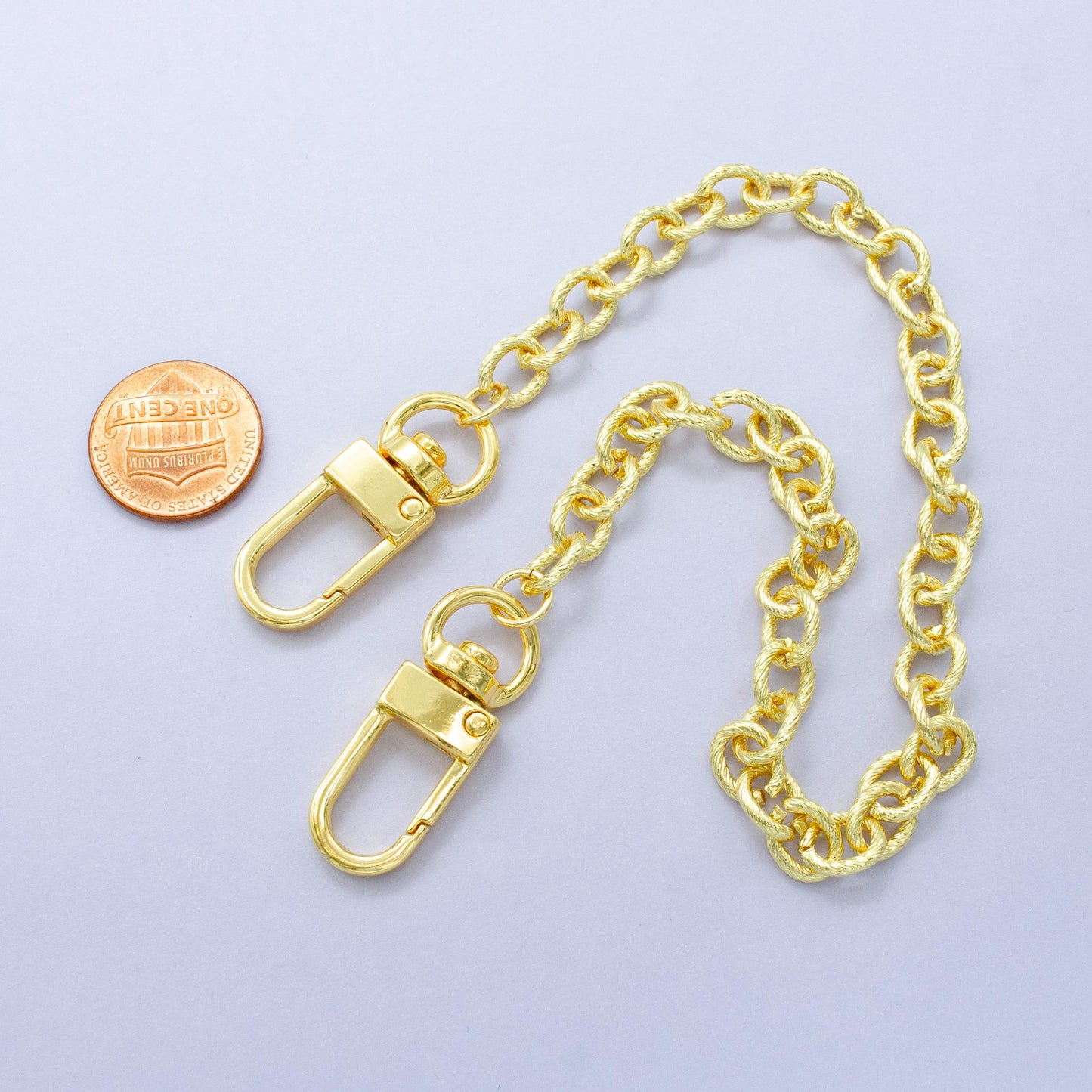 Textured 24k Gold Filled oval Paper Clip chain 11.5 inch for Bag Charm Supply DIY Supply for Tote Purse Charm Jewelry Making WA-2920