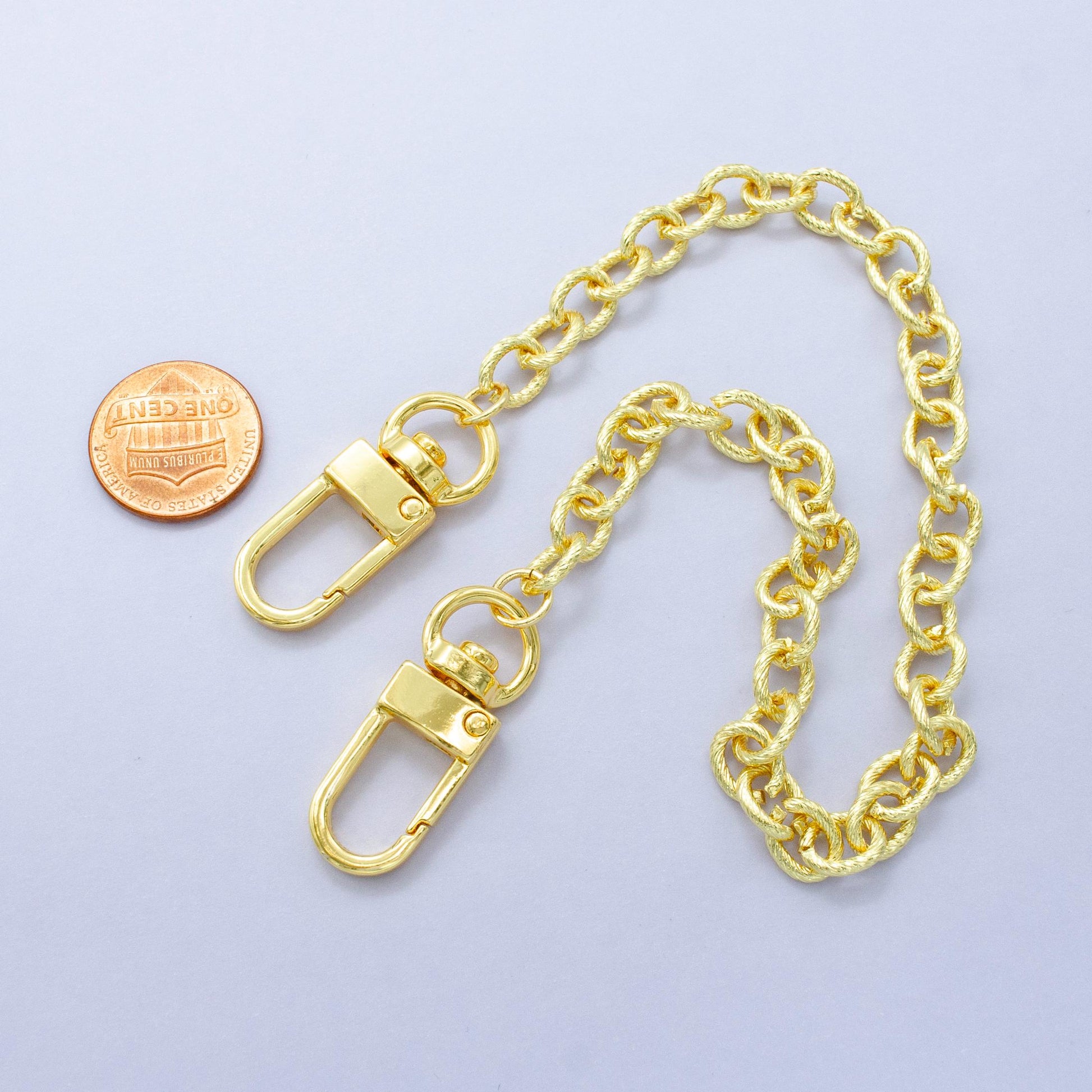 Textured 24k Gold Filled oval Paper Clip chain 11.5 inch for Bag Charm Supply DIY Supply for Tote Purse Charm Jewelry Making WA-2920