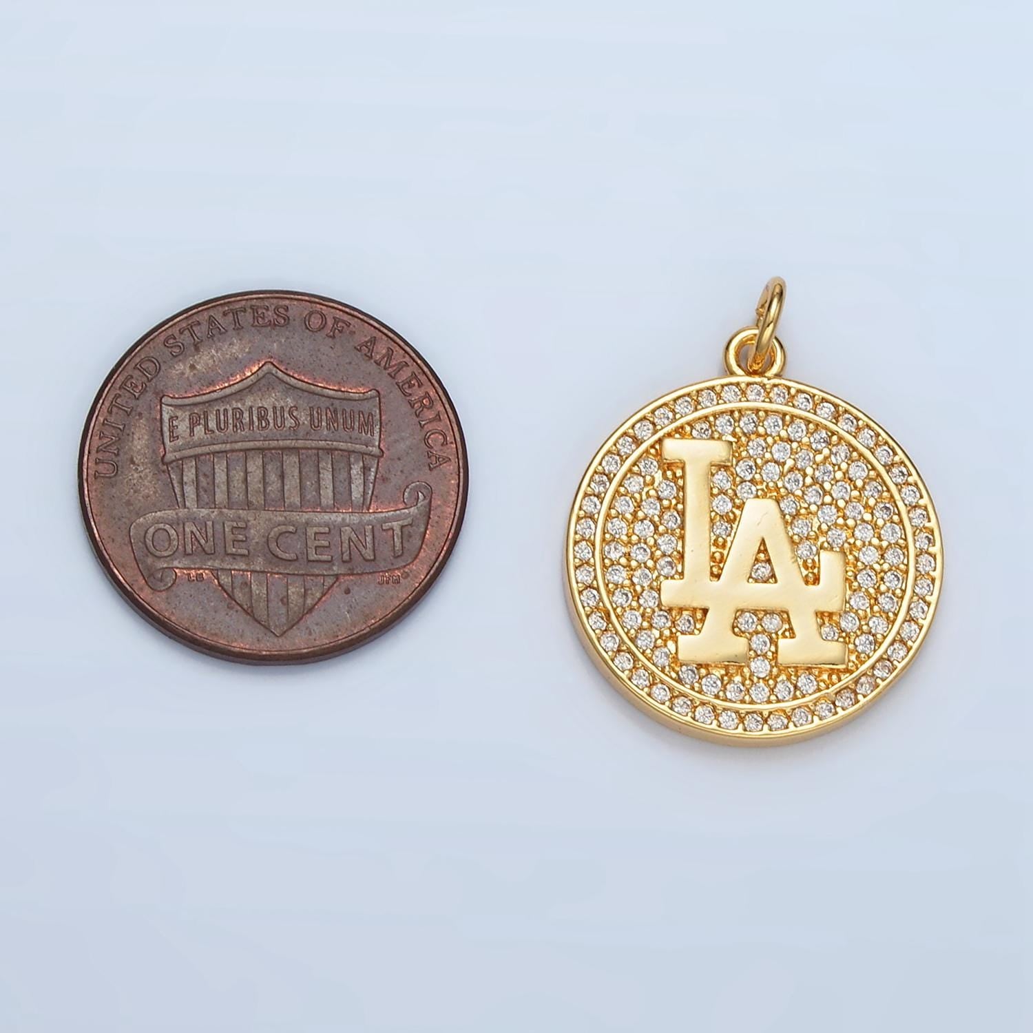 Dainty Coin Gold Los Angeles charm Cubic Silver minimalist jewelry micro pave la state sign travel Sport pendants necklace bracelet AG893
