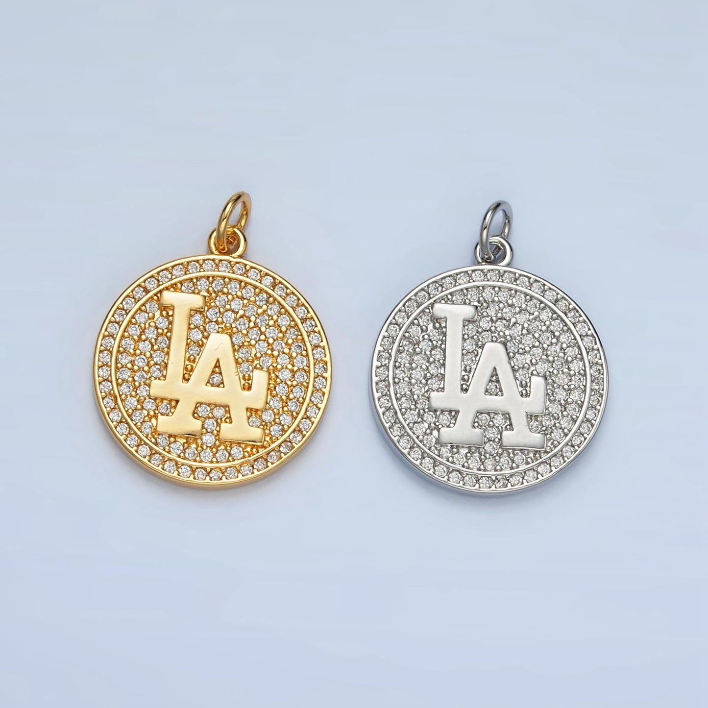 Dainty Coin Gold Los Angeles charm Cubic Silver minimalist jewelry micro pave la state sign travel Sport pendants necklace bracelet AG893