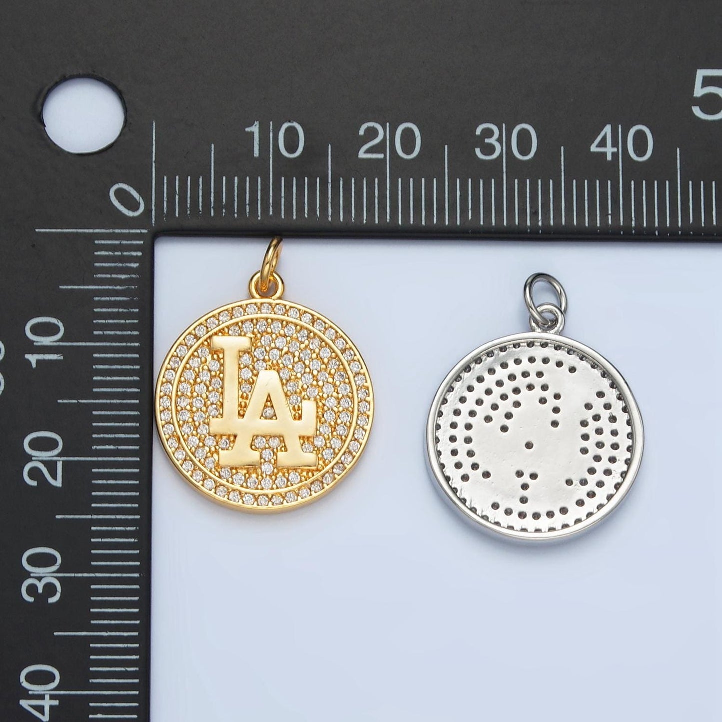 Dainty Coin Gold Los Angeles charm Cubic Silver minimalist jewelry micro pave la state sign travel Sport pendants necklace bracelet AG893