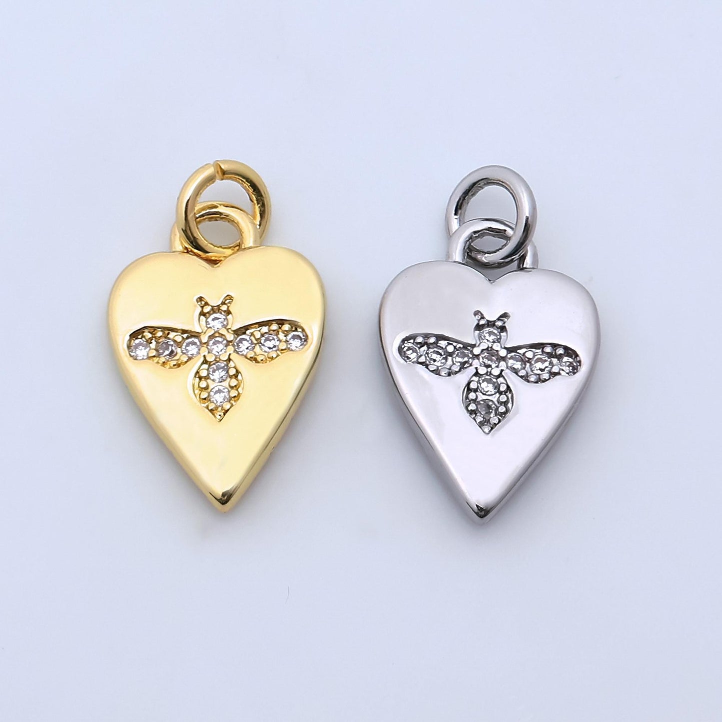 Dainty Bee Heart Charm Bumblee Bee Heart dangle charm for necklace bracelet earring Supply, 274