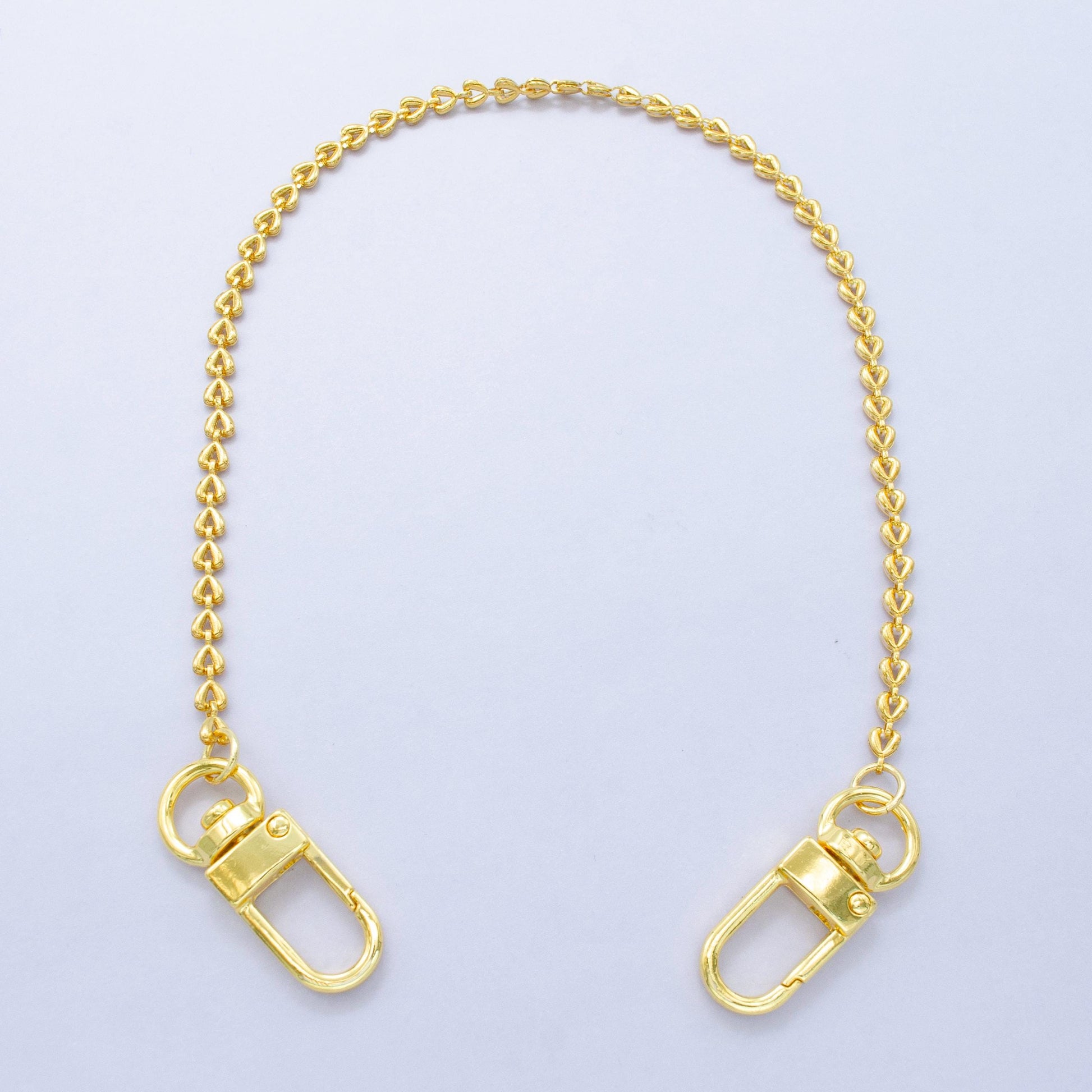 Dainty 24k Gold Filled Heart Link chain 11.5 inch for Bag Charm Supply DIY Supply for Tote Purse Charm Jewelry Making WA-2935