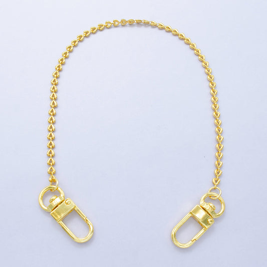Dainty 24k Gold Filled Heart Link chain 11.5 inch for Bag Charm Supply DIY Supply for Tote Purse Charm Jewelry Making WA-2935
