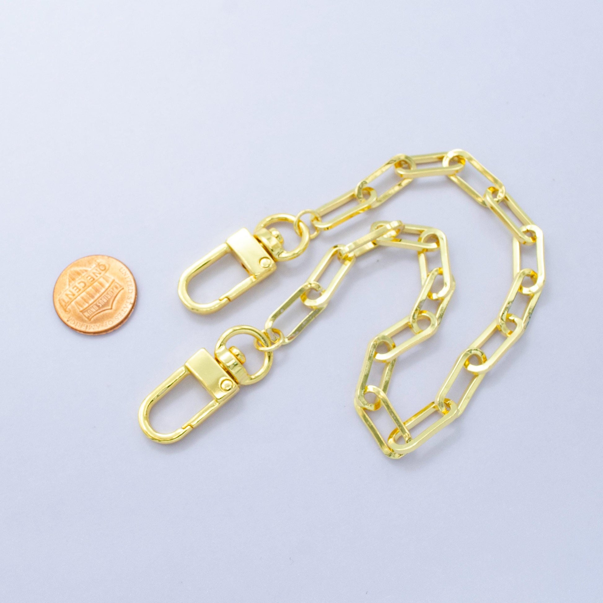 Chunky 24k Gold Filled Paper Clip chain 11.5 inch for Bag Charm Supply DIY Supply for Tote Purse Charm Jewelry Making WA-2934