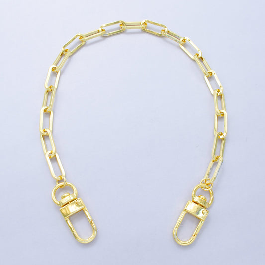 Chunky 24k Gold Filled Paper Clip chain 11.5 inch for Bag Charm Supply DIY Supply for Tote Purse Charm Jewelry Making WA-2934