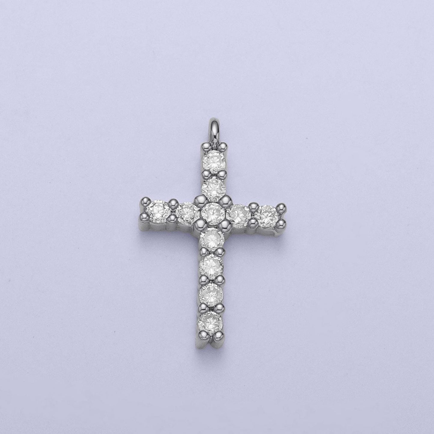 Gold cz cross pendant, 24k gold plated clear micro paved cz mini cross religious charm | c-877 (or d-503)