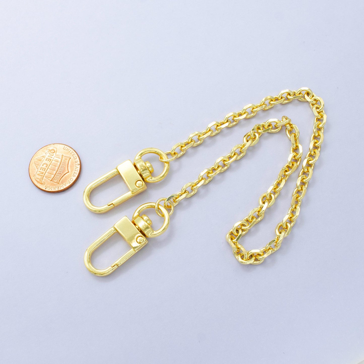 Dainty 24k Gold Filled oval Paper Clip chain 11.5 inch for Bag Charm Supply DIY Supply for Tote Purse Charm Jewelry Making WA-2943