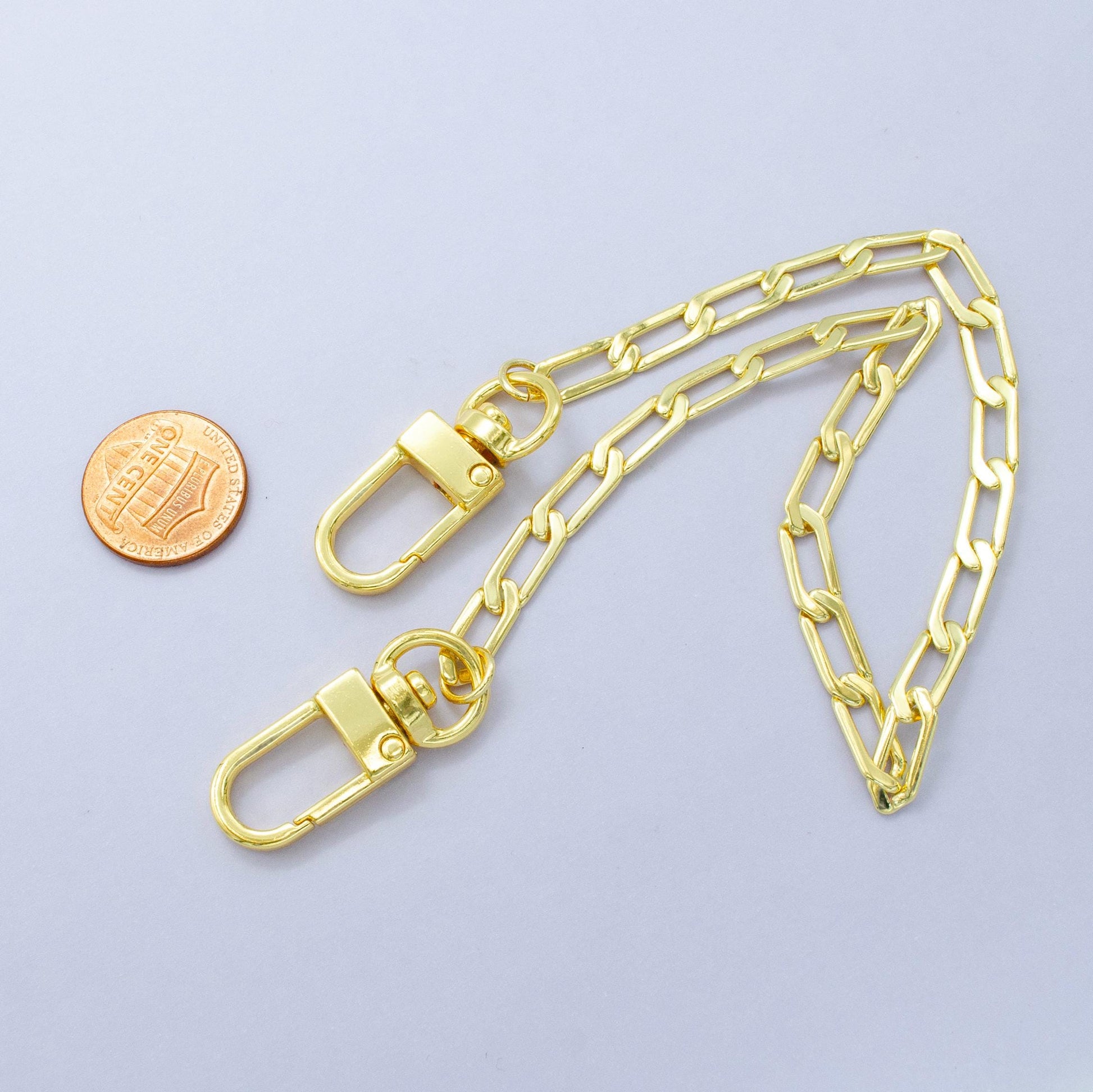 Bold 24k Gold Filled Paper Clip chain 11.5 inch for Bag Charm Supply DIY Supply for Tote Purse Charm Jewelry Making WA-2940