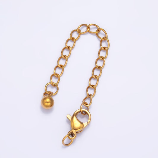 1x PVD Plate Gold Stainless Steel Lobster Claw Clasps w. 2-Inch Extender  Findings  | Z1061