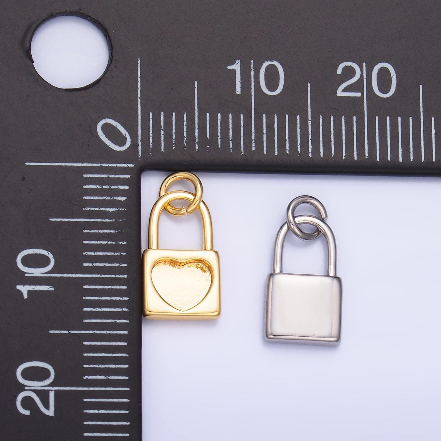 Mini Gold Padlock Charm 24k gold filled Heart charm for bracelet necklace jewelry making supply | W871