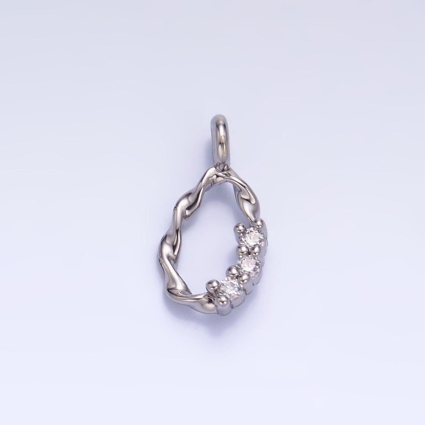 24K Gold Filled Clear Clear CZ Molten Twist Charm in Gold & Silver | W888