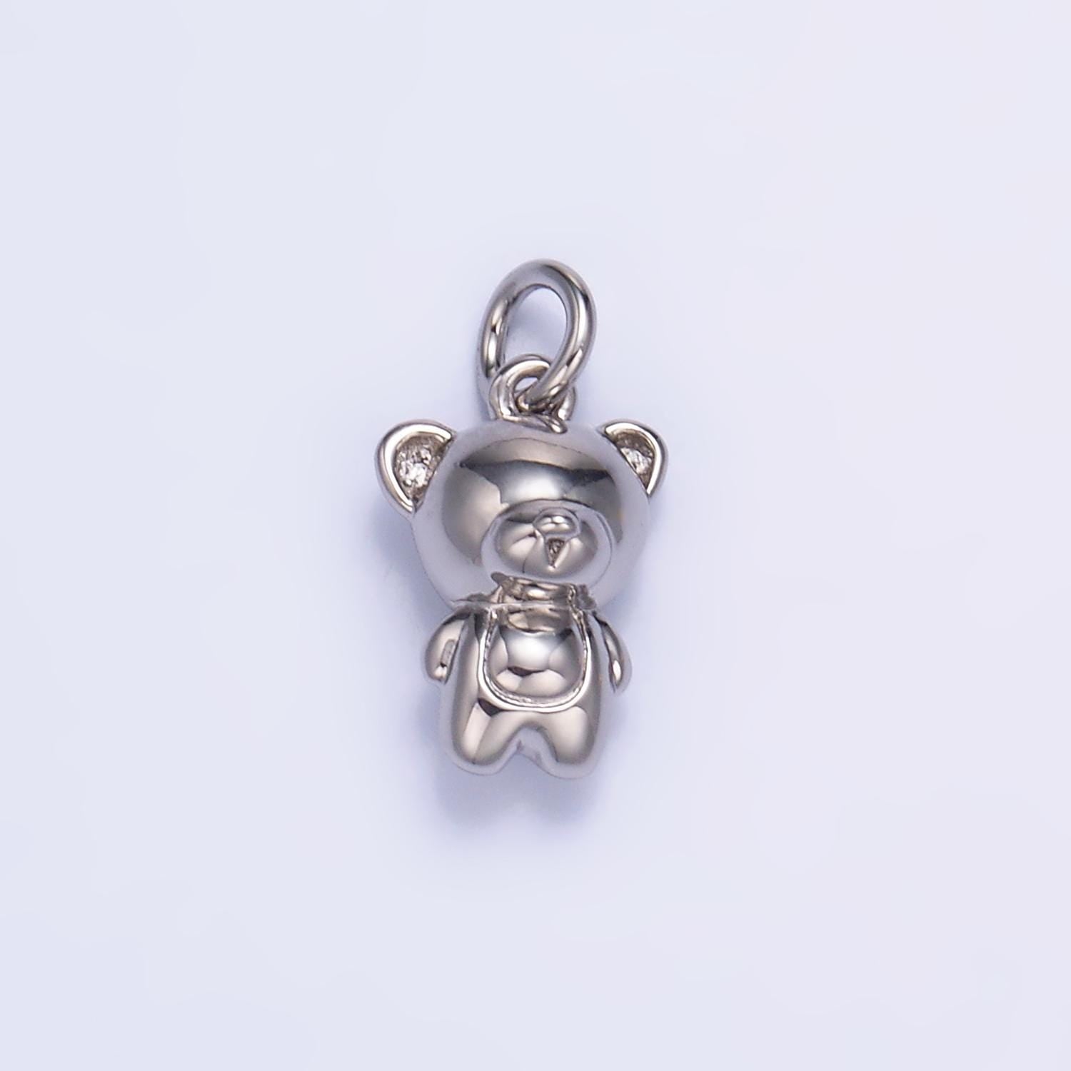 Mini bear pendant dainty teddy bear charm gold small charm silver stuff animal charm for bracelet necklace jewelry making supply W877