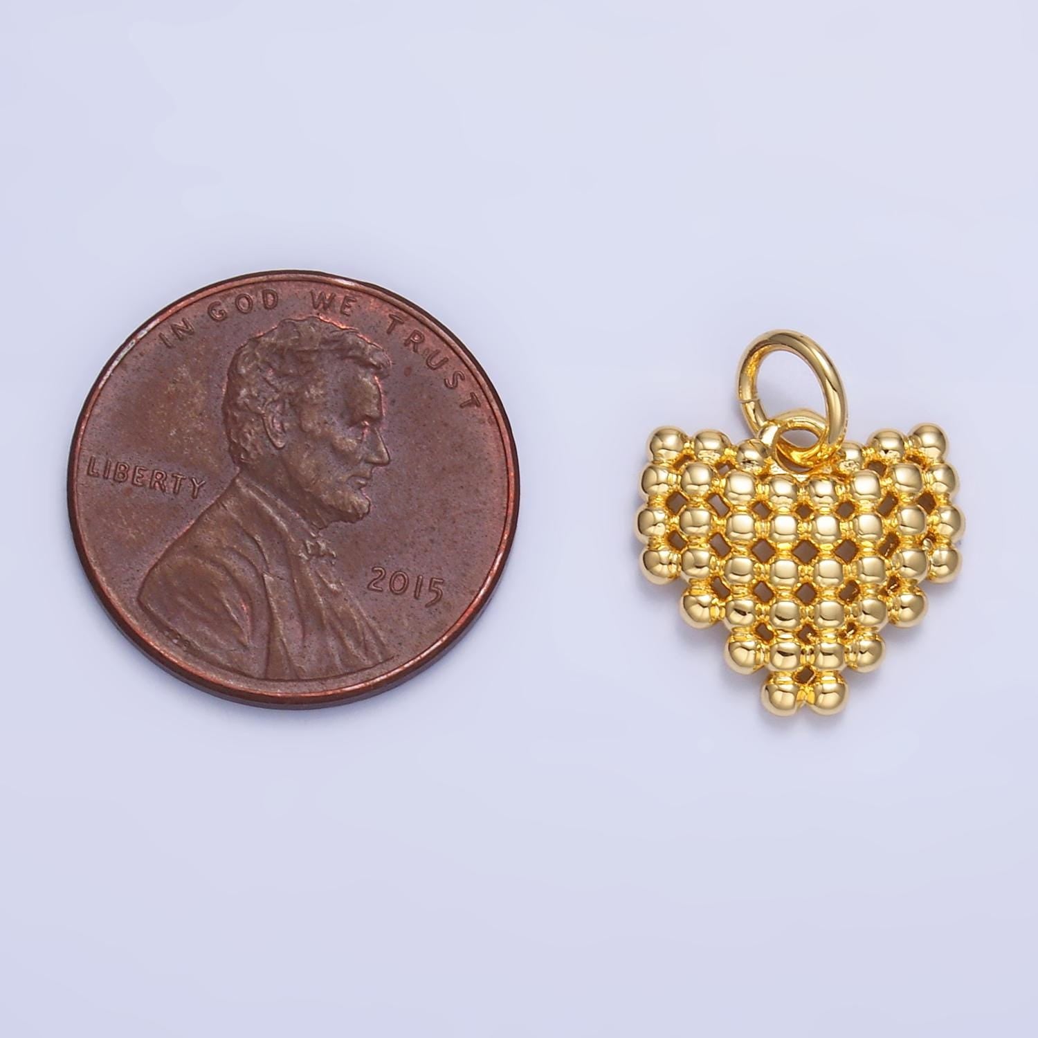 Mini Ball Beaded heart Charm minimalist gold filled charm | W785