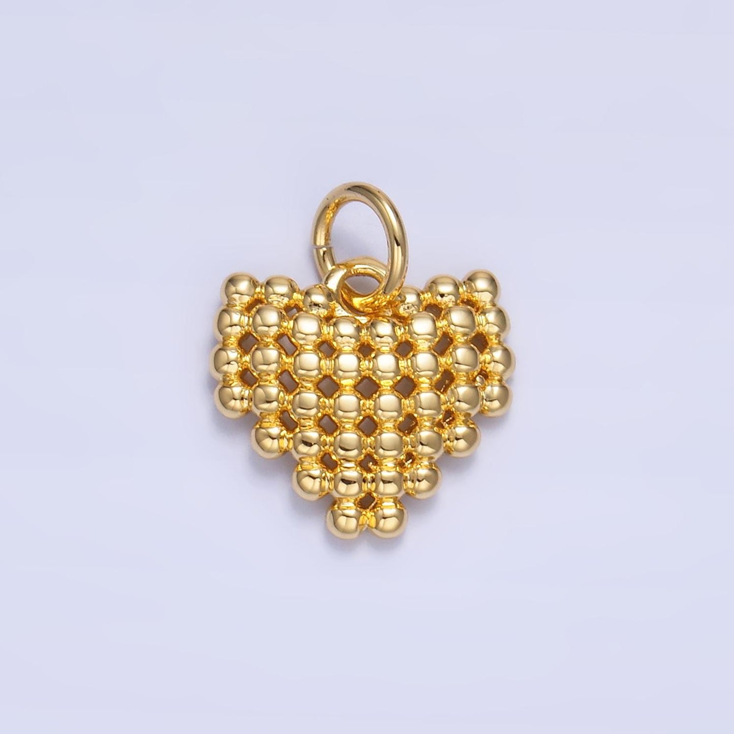 Mini Ball Beaded heart Charm minimalist gold filled charm | W785