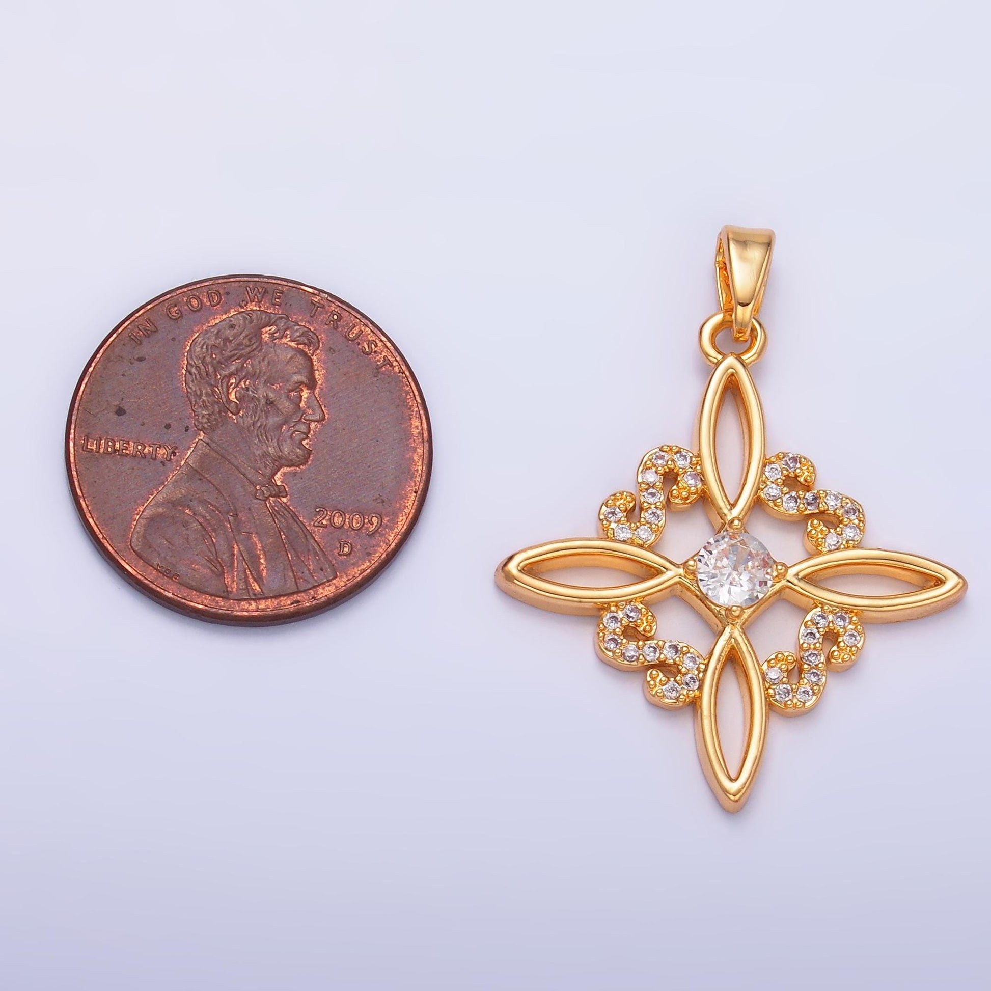 24K Gold Filled Star Charm Irish Scottish Open Knot Design Cross Pendant Charm Eternity Love Strength Statement Necklace AA1435
