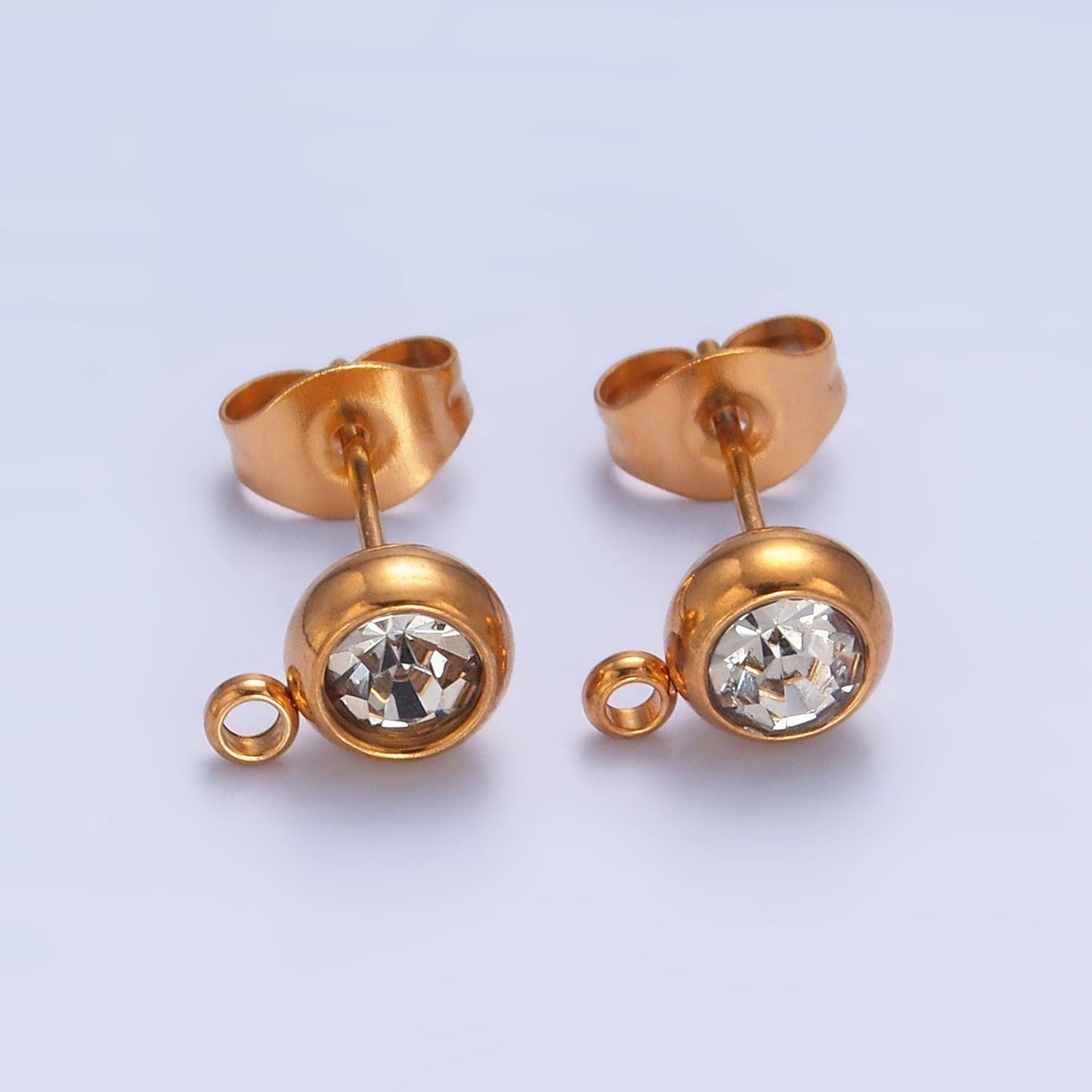 Gold Stainless Steel Round Bezel Cut With Closed Link for Earring Supply charm for earring component jewelry making supply | Z1057