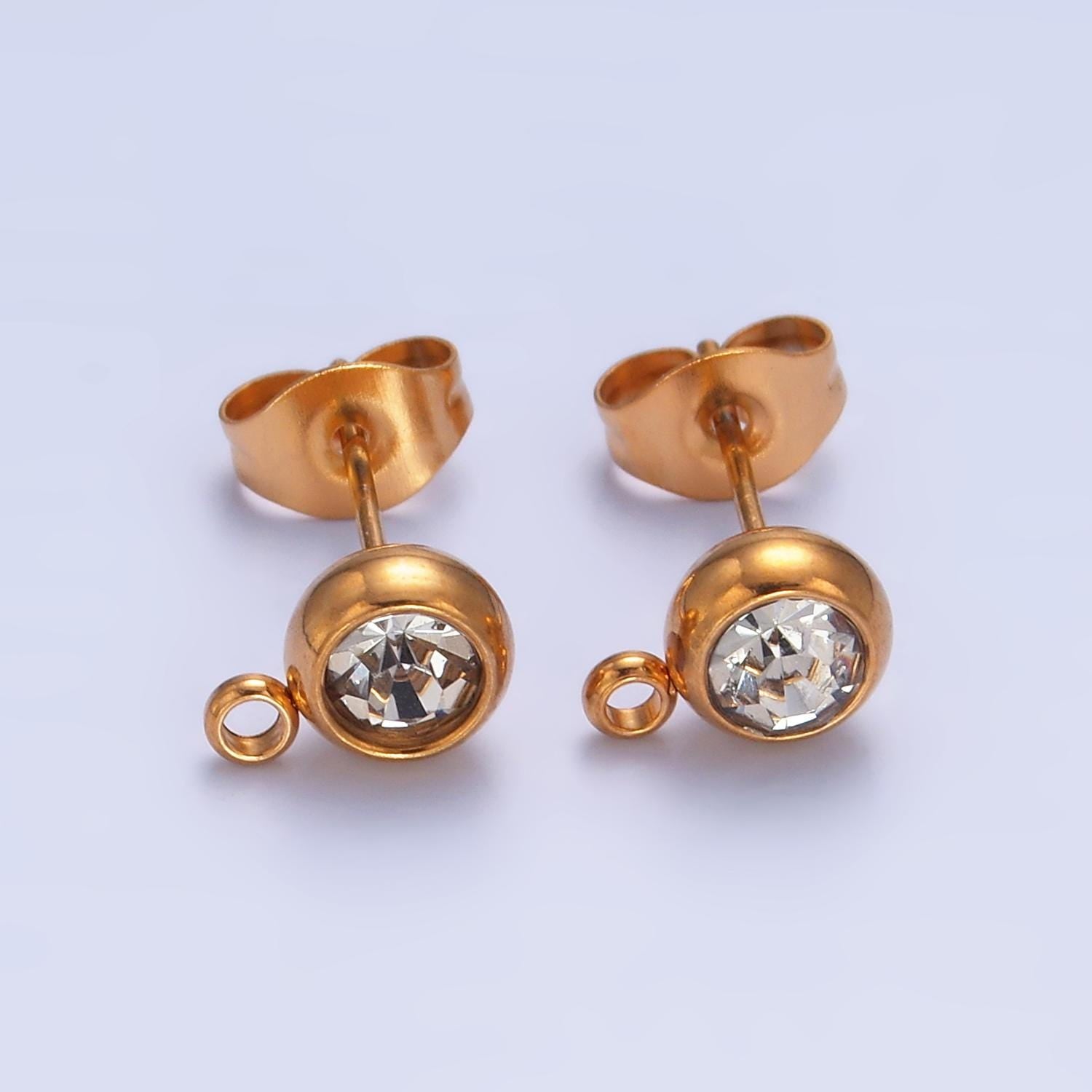 Gold Stainless Steel Round Bezel Cut With Closed Link for Earring Supply charm for earring component jewelry making supply | Z1057