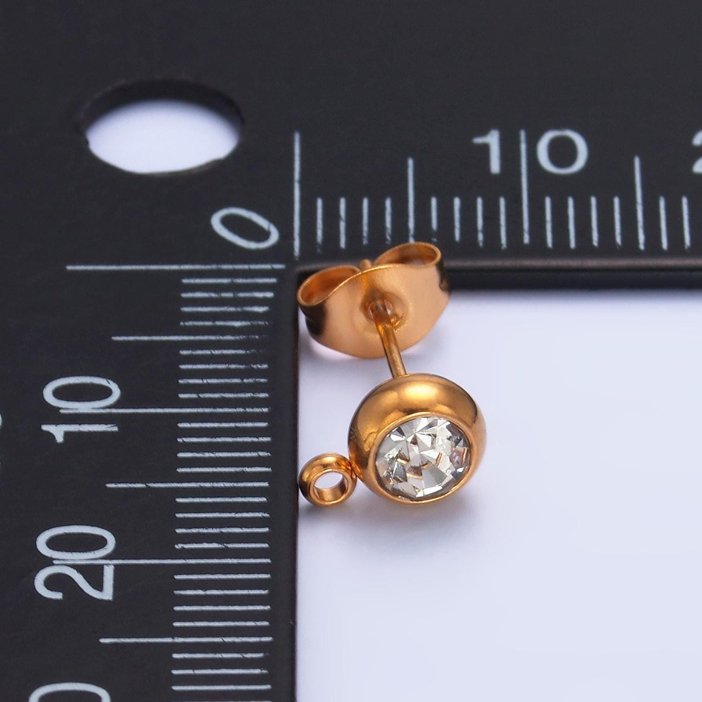 Gold Stainless Steel Round Bezel Cut With Closed Link for Earring Supply charm for earring component jewelry making supply | Z1057