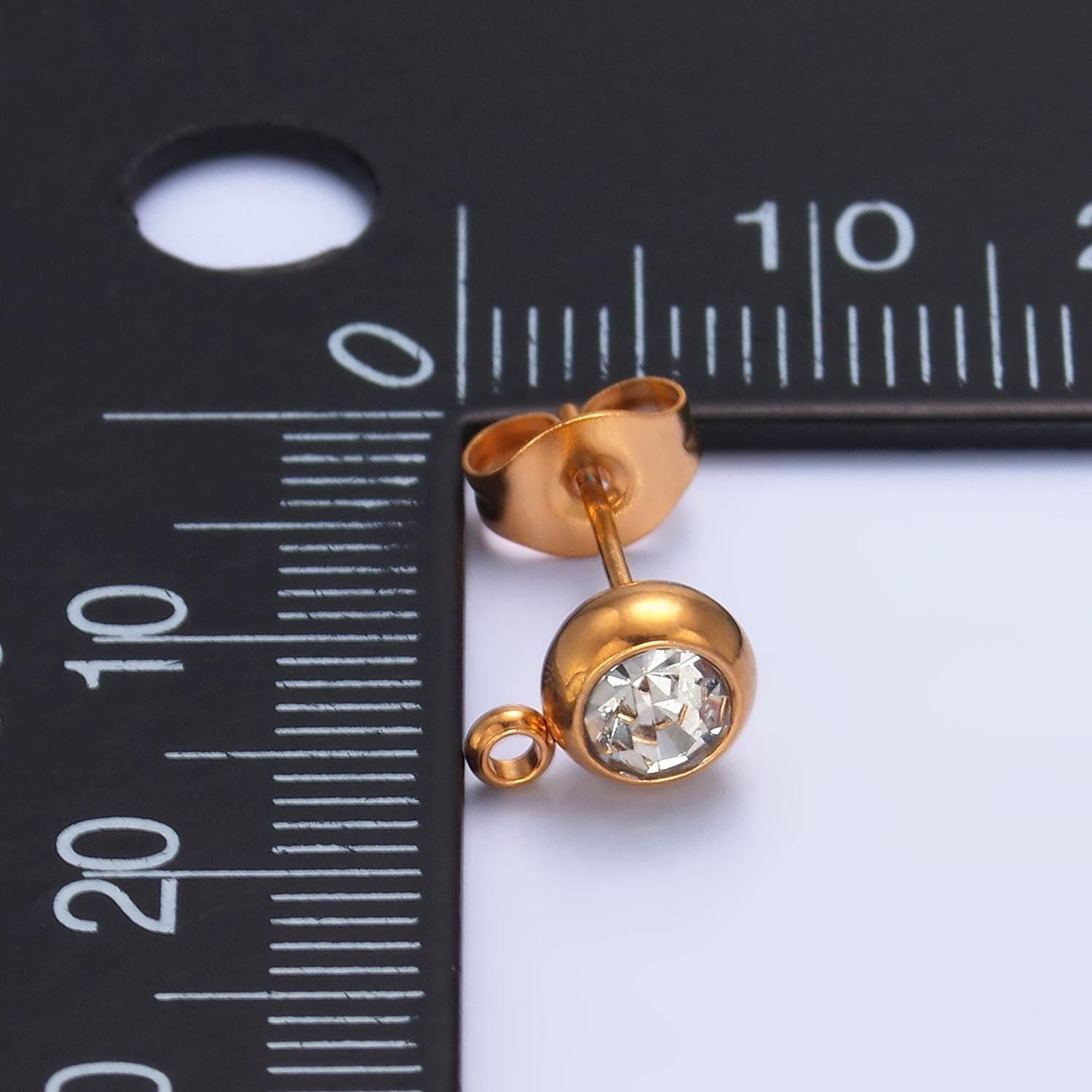Gold Stainless Steel Round Bezel Cut With Closed Link for Earring Supply charm for earring component jewelry making supply | Z1057