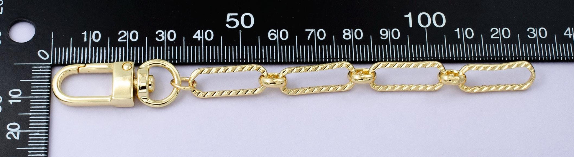 24k Gold Filled Textured Paper Clip chain 5 inch for Bag Charm Supply DIY Supply for Purse Charm Jewelry Making WA-2763