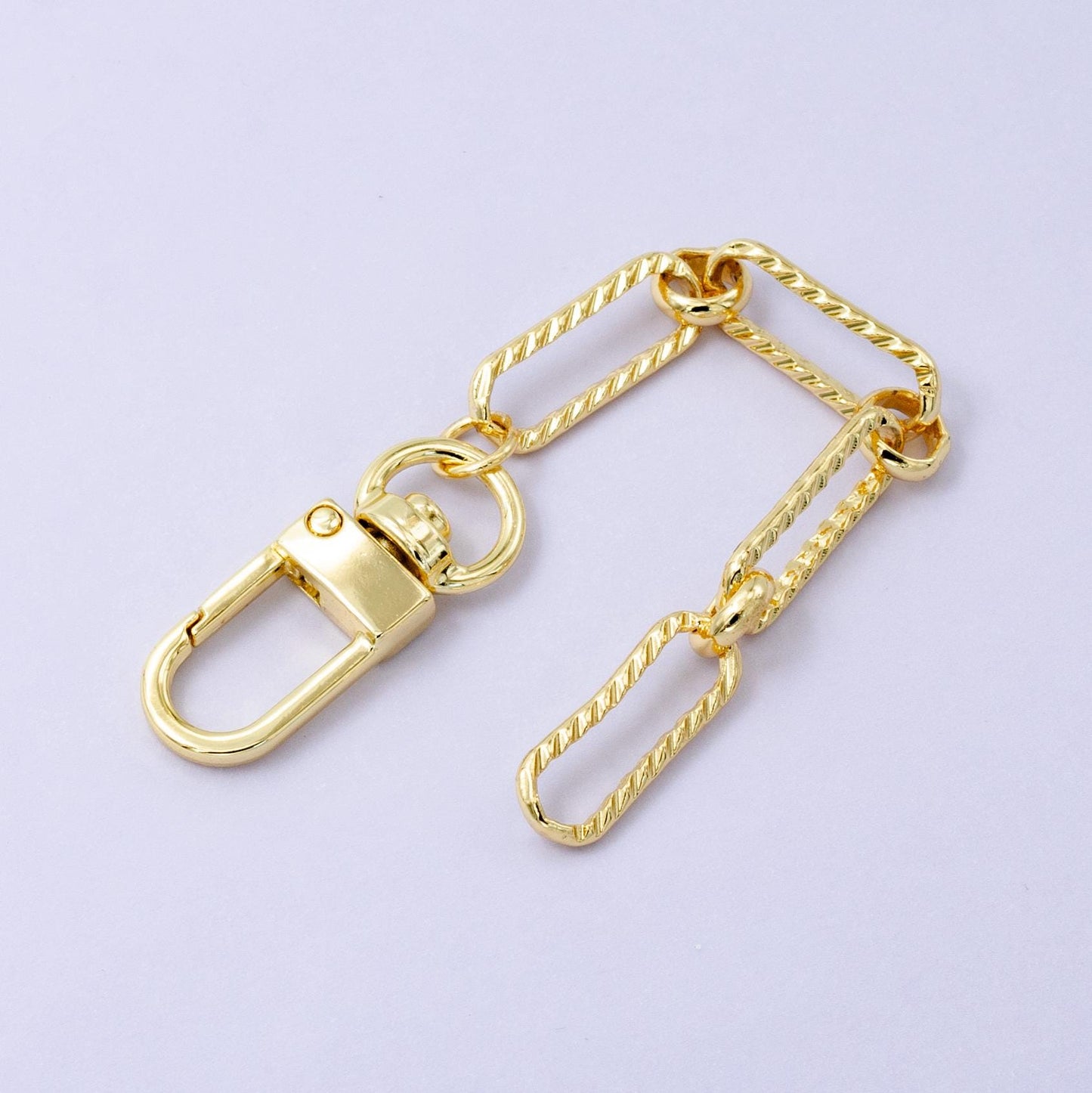 24k Gold Filled Textured Paper Clip chain 5 inch for Bag Charm Supply DIY Supply for Purse Charm Jewelry Making WA-2763