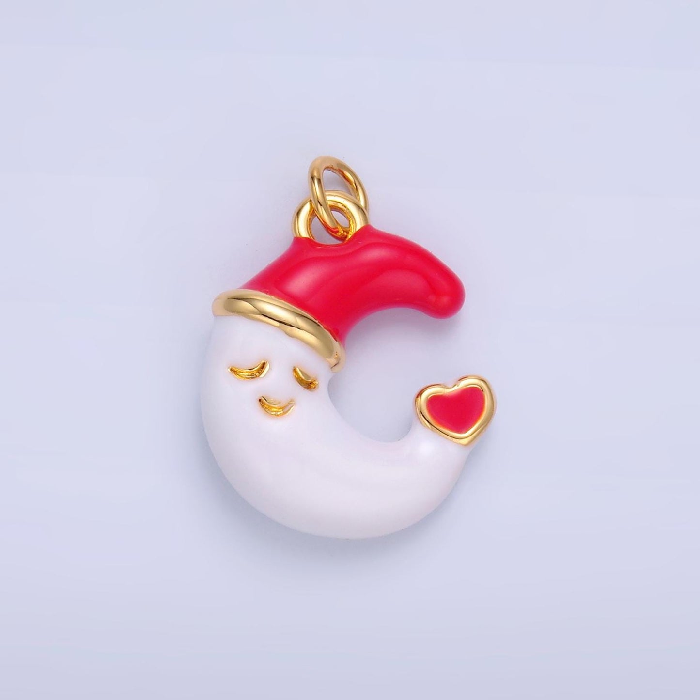 Mini Gold White Moon charm Good night Sleep Charm Happy Face Charm for Bracelet Earring Necklace Kids Jewelry Supply W451