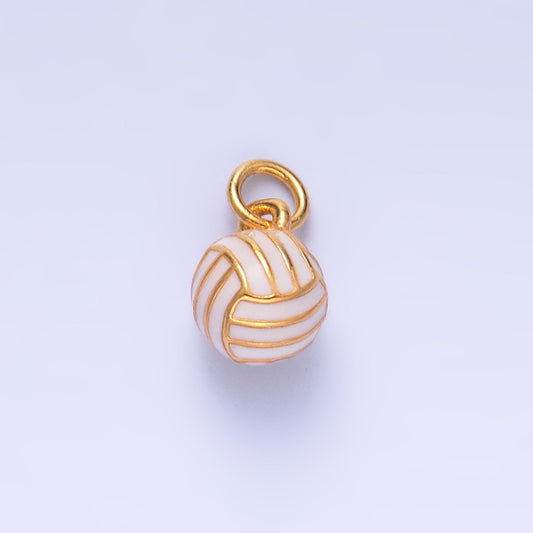 Mini Gold Enamel Volley Ball Charm 24k gold filled sports charm for bracelet necklace jewelry making supply | W434
