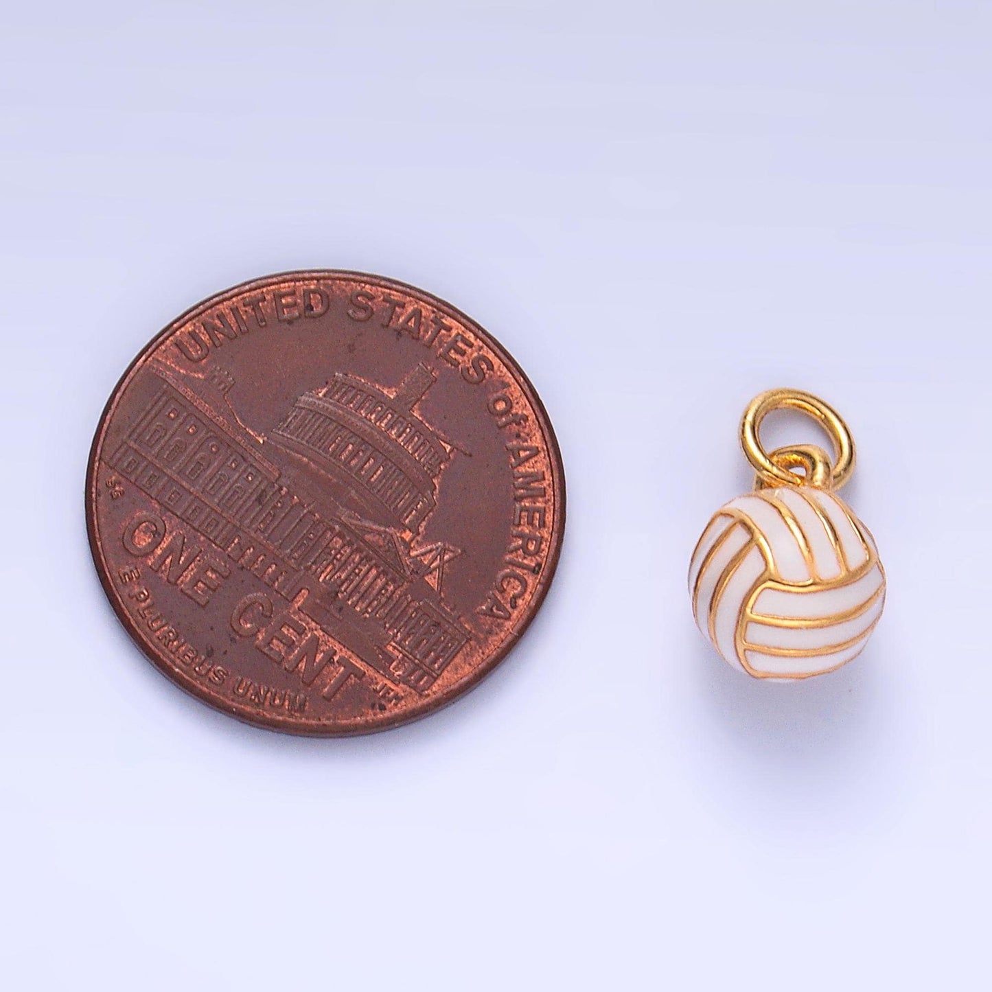 Mini Gold Enamel Volley Ball Charm 24k gold filled sports charm for bracelet necklace jewelry making supply | W434