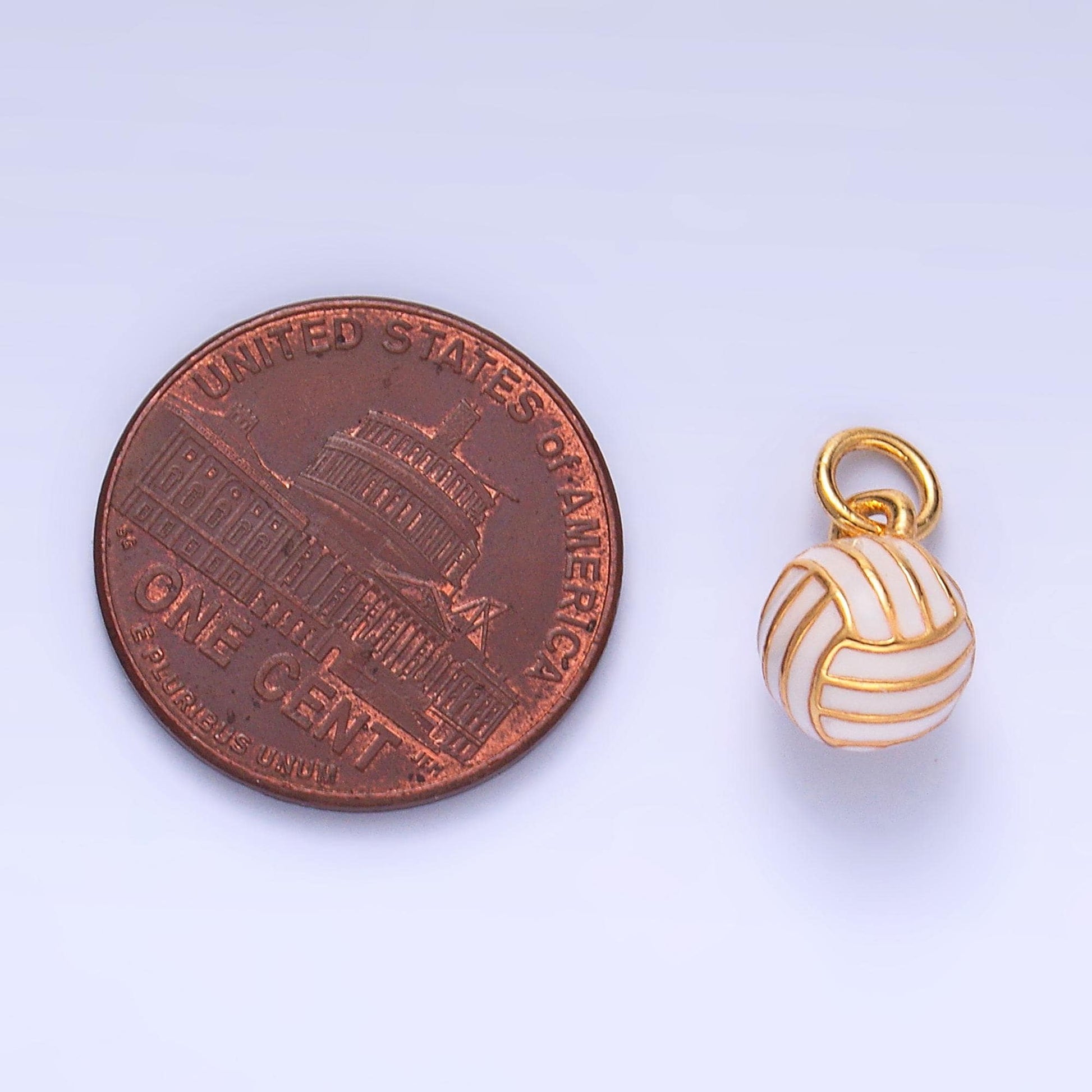 Mini Gold Enamel Volley Ball Charm 24k gold filled sports charm for bracelet necklace jewelry making supply | W434